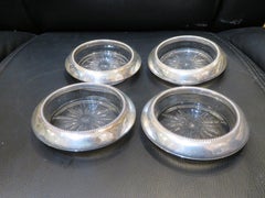 Set of 4 Important STERLING Silver overlay Glass Frank M Whiting Co Centerpieces