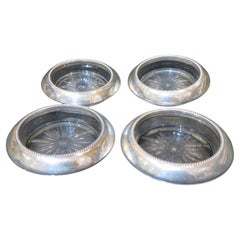 Set of 4 Important STERLING Silver overlay Glass Frank M Whiting Co Centerpieces