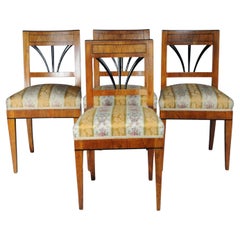 Set of 4 impressive Biedermeier chairs made of cherry wood and ebonized around 1