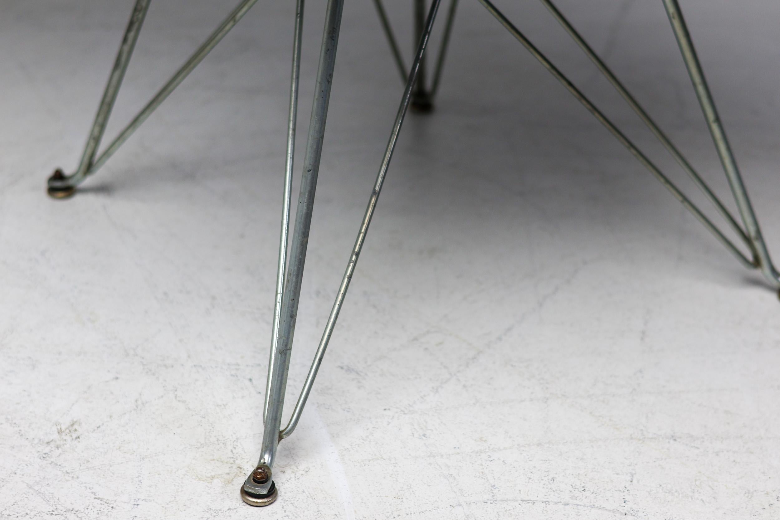 American Set of 4 Indigo Herman Miller Eames Fiberglass DAR Chairs, Zinc Eiffel Base