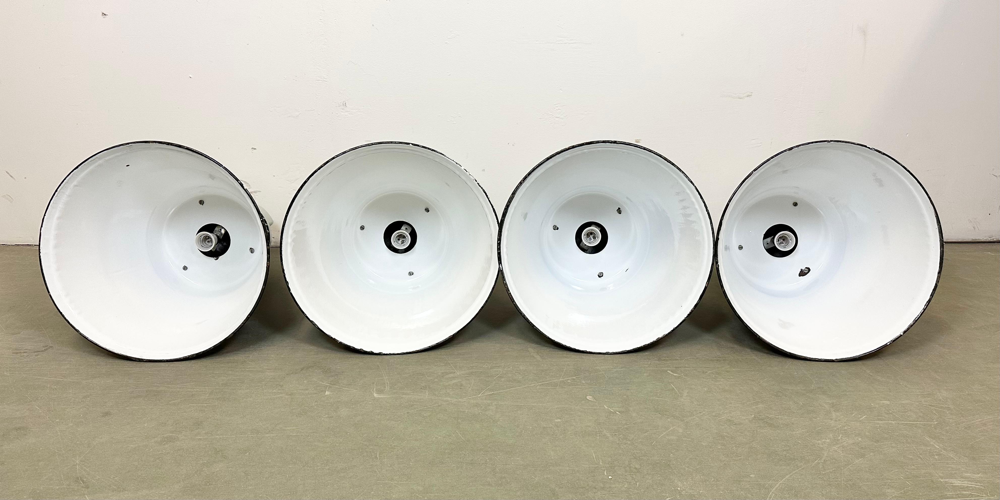 Set of 4 Industrial  Black Enamel Pendant Lamps from Elektrosvit, 1970s For Sale 6
