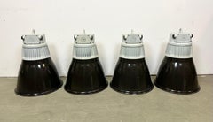 Set di 4 pezzi industriali Lampade a sospensione in smalto nero di Elektrosvit, anni '70