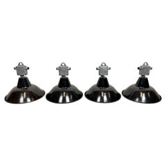 Set of 4 Industrial Black Enamel Pendant Lamps from Elektrosvit, 1960s