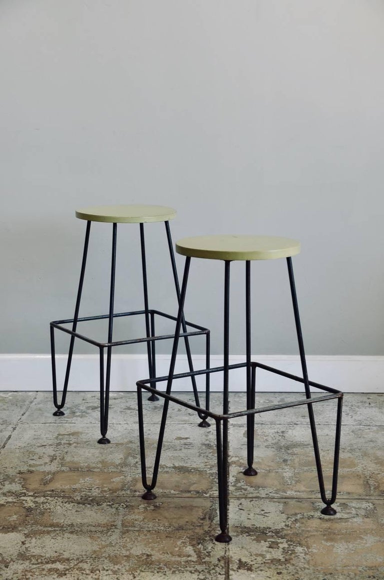 Set of Four Industrial Counter-Height Bar Stools For Sale at 1stdibs
