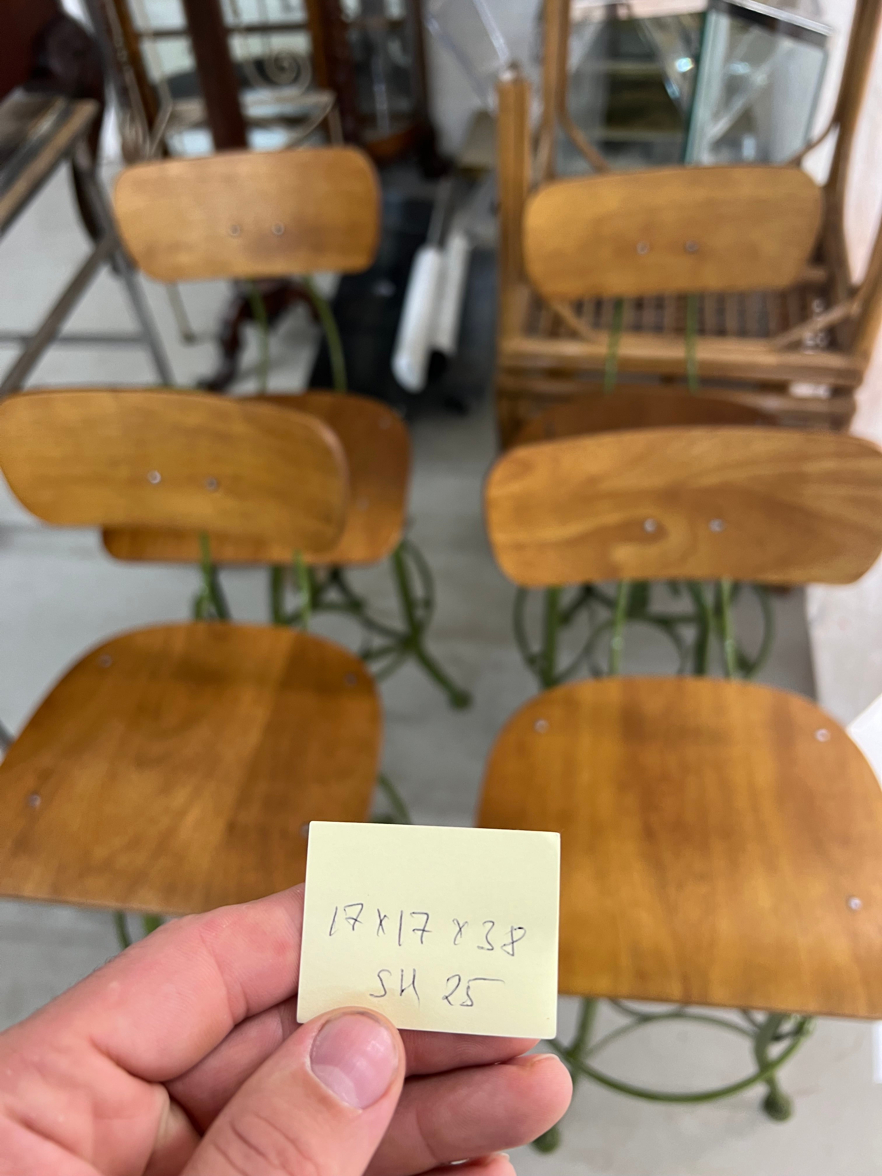 Mid-Century Modern Set of 4 Industrial Style Molded Plywood Seats Industrial Drafting Stools MINT!