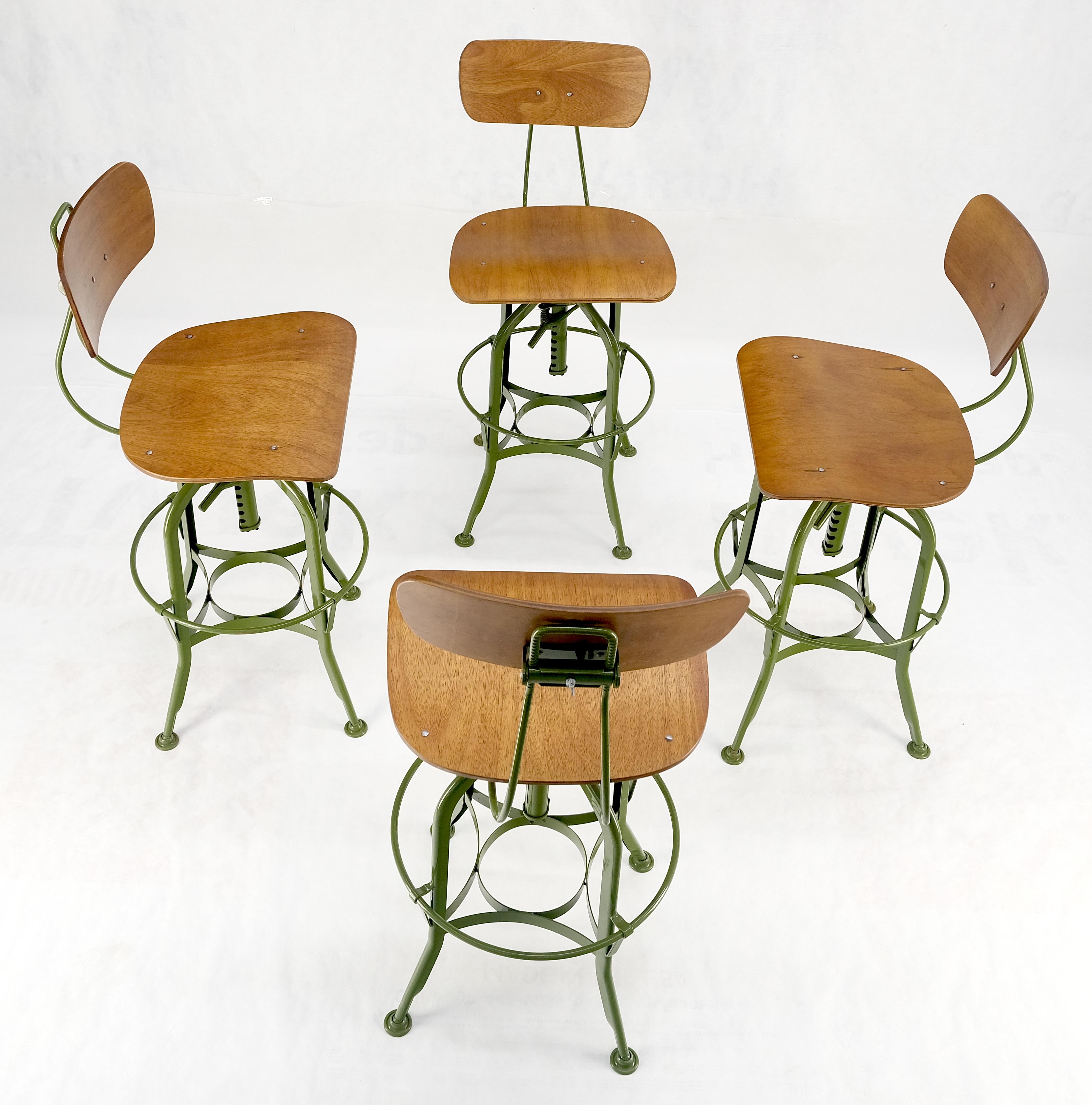 Unknown Set of 4 Industrial Style Molded Plywood Seats Industrial Drafting Stools MINT!