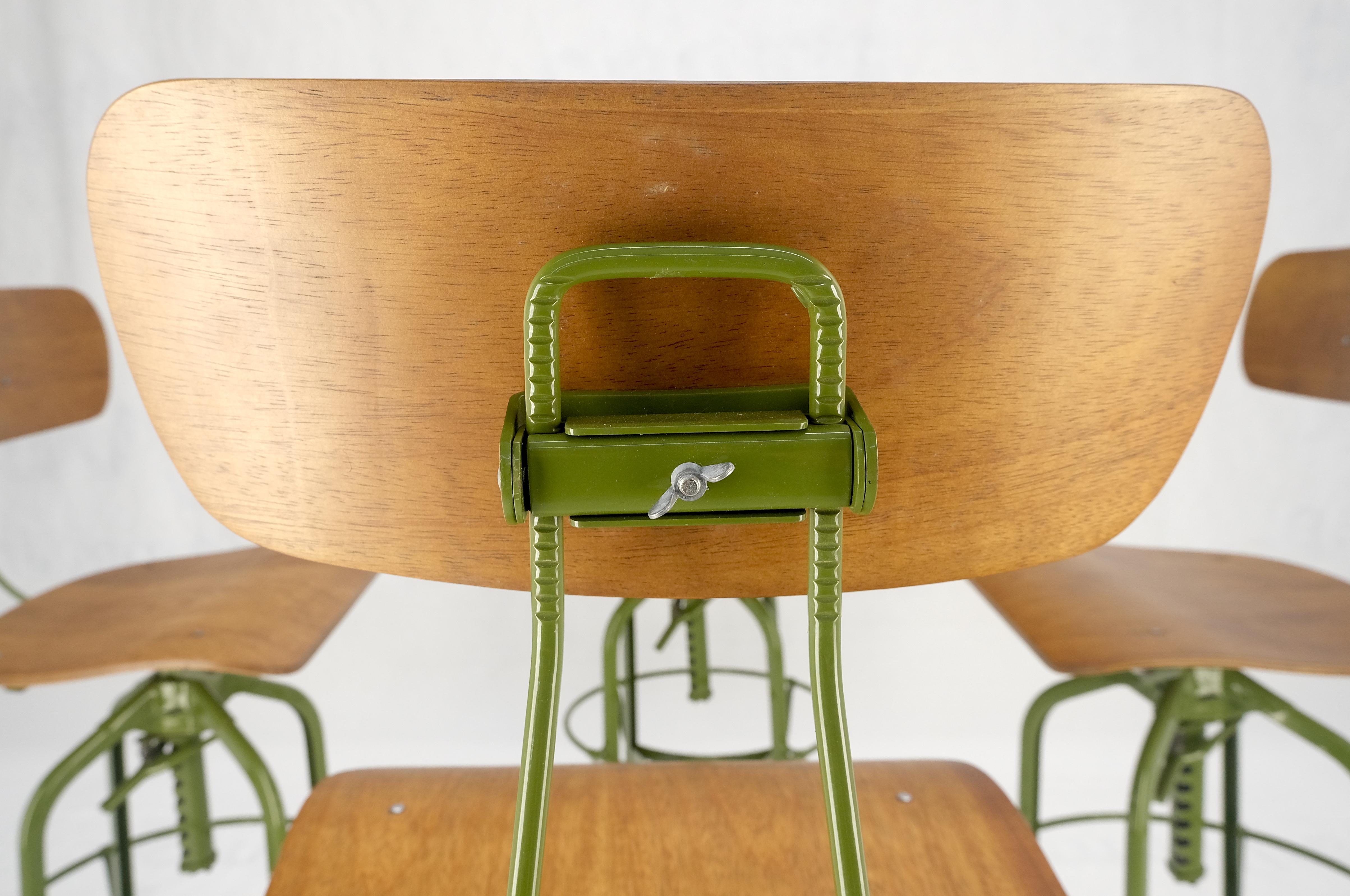 Steel Set of 4 Industrial Style Molded Plywood Seats Industrial Drafting Stools MINT!