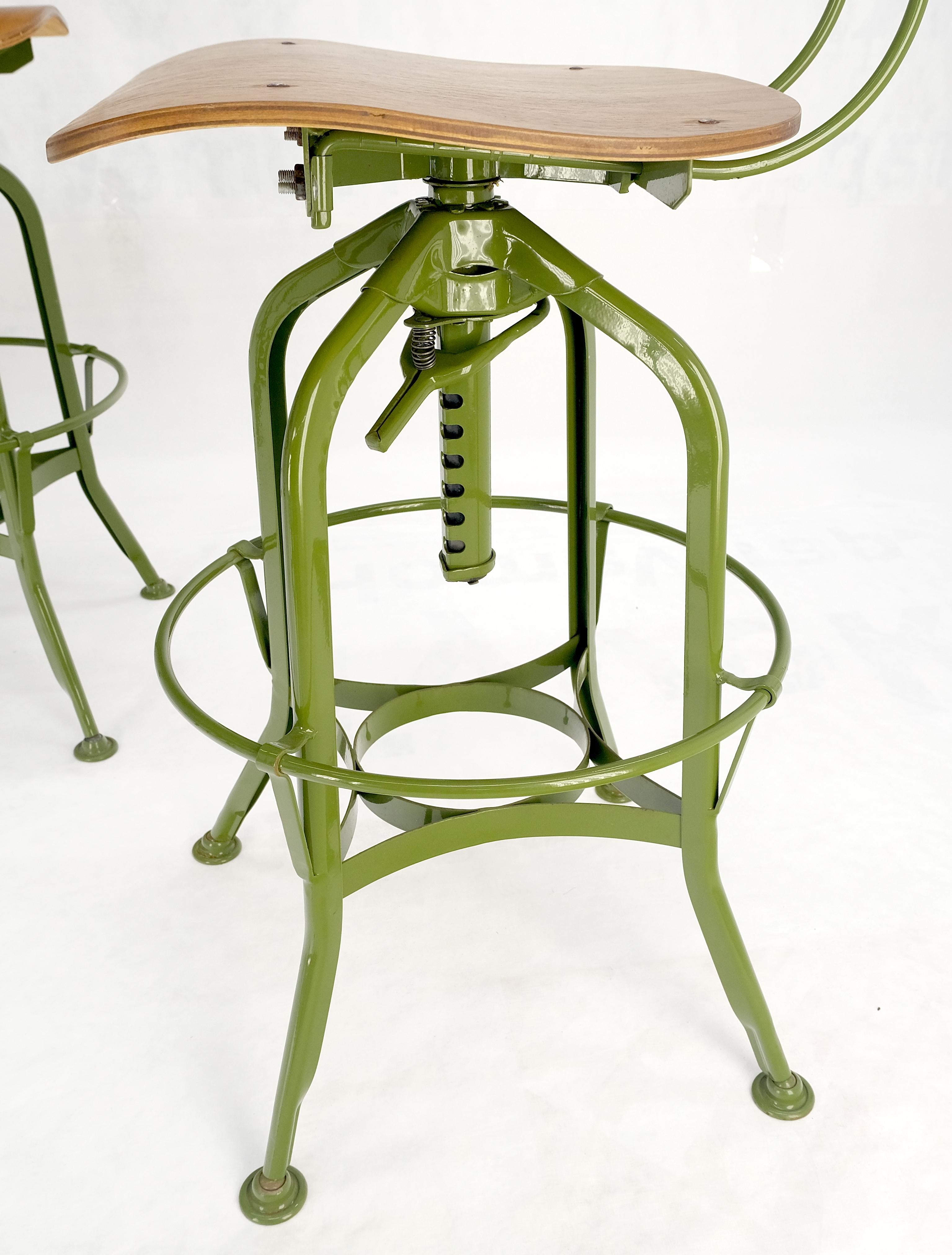 Set of 4 Industrial Style Molded Plywood Seats Industrial Drafting Stools MINT! 1