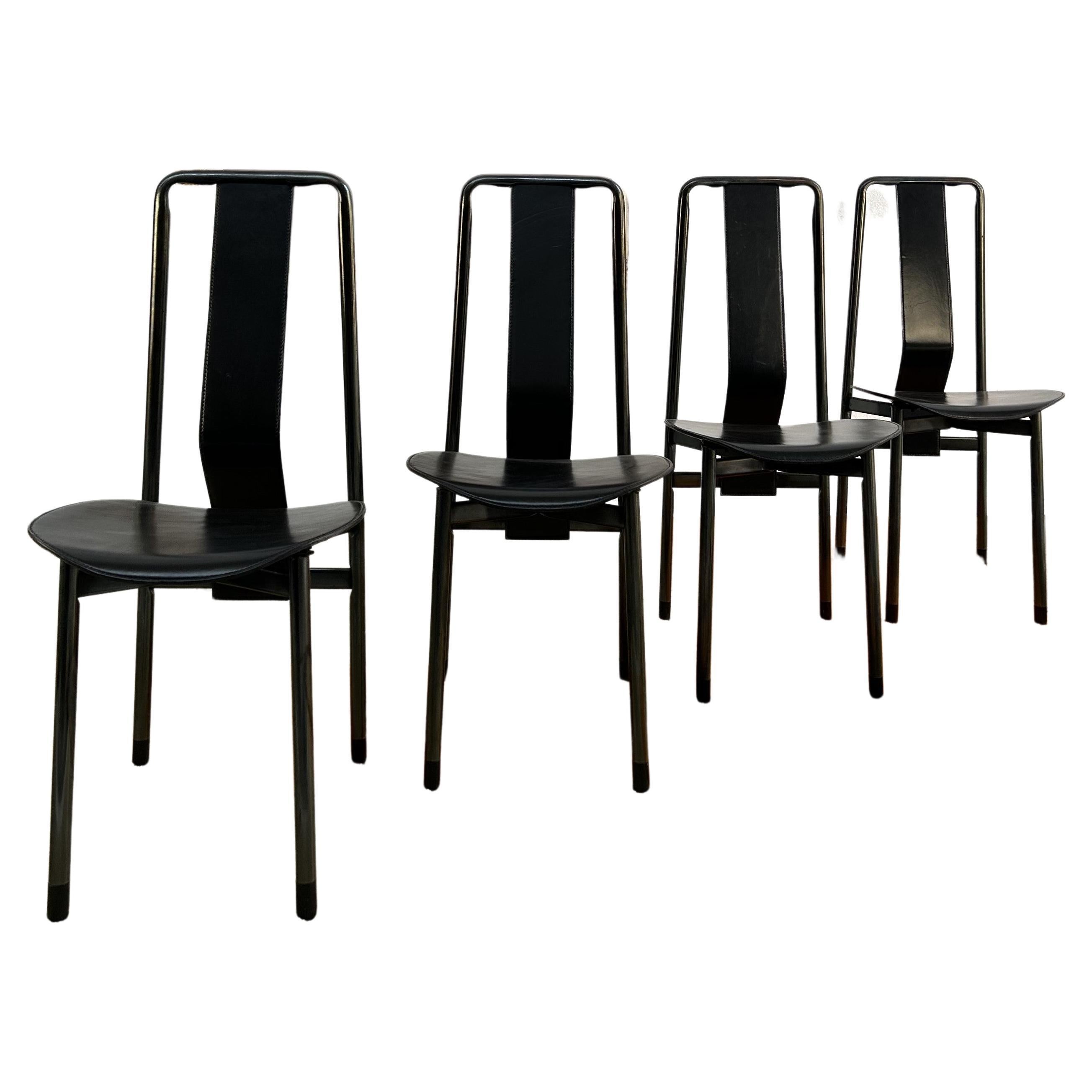 Set of 4 Irma Leather Chairs by Achille Castiglioni for Zanotta For Sale