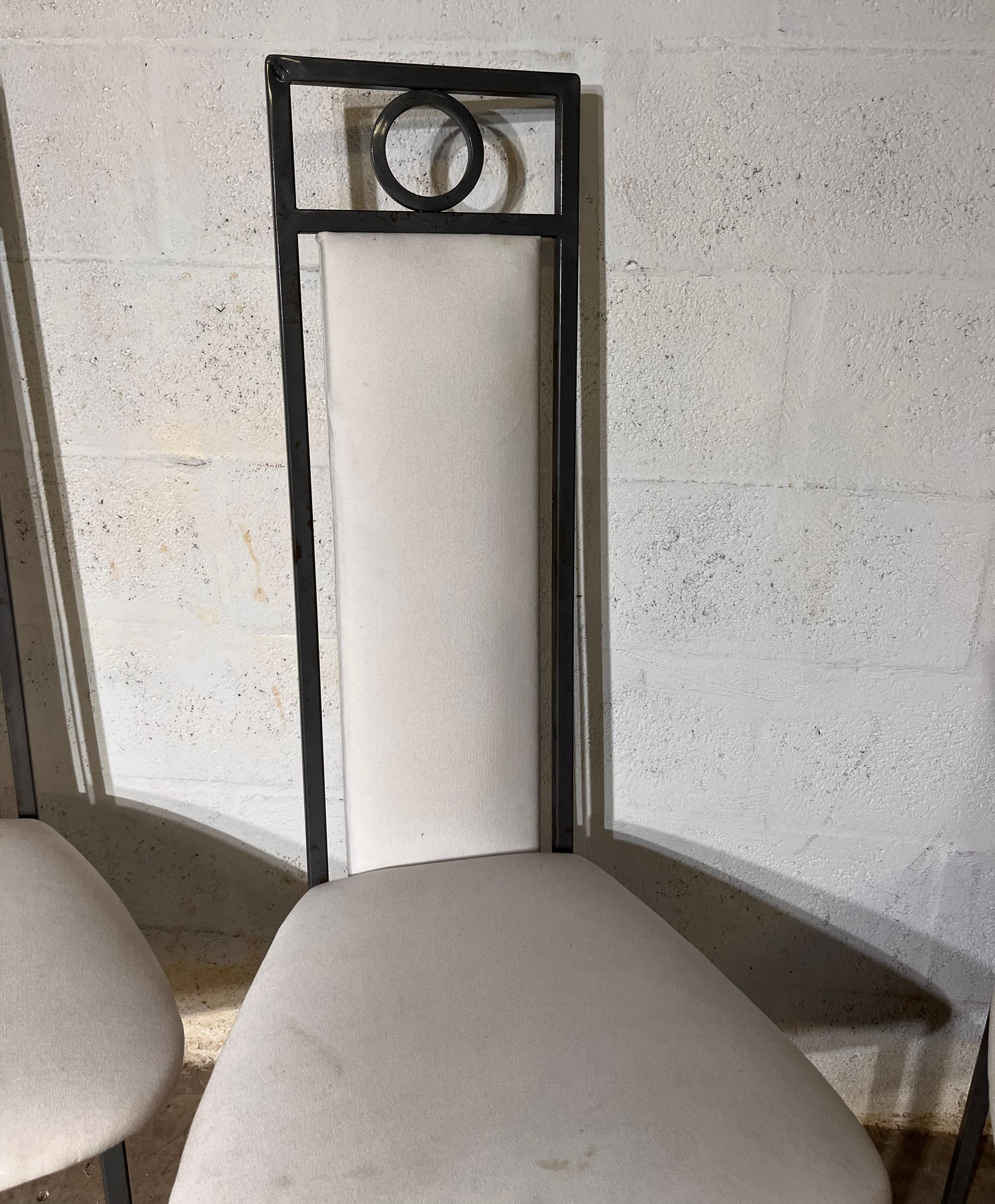 Américain Ensemble de 4 chaises en fer en vente