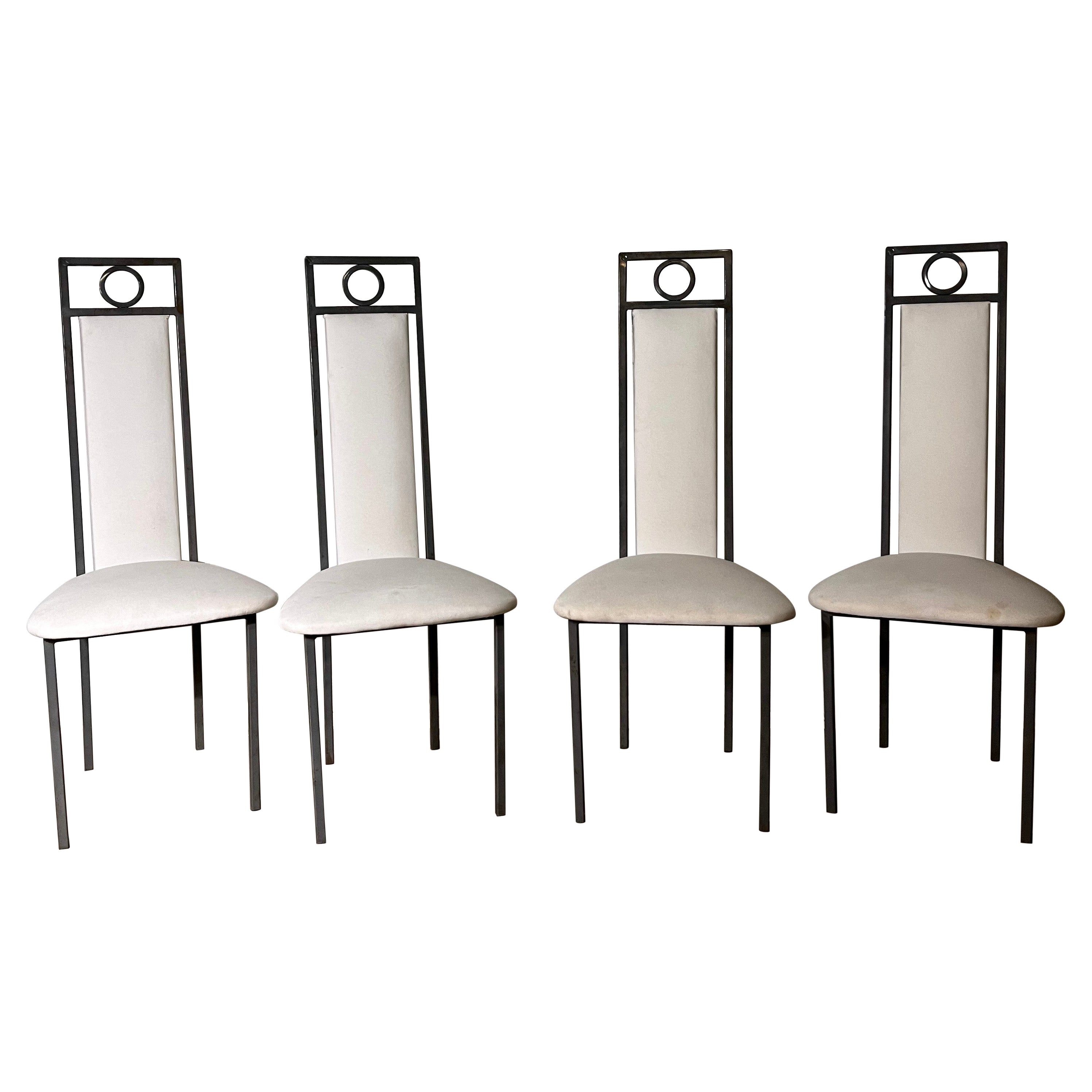 Set of 4 Iron Chairs For Sale