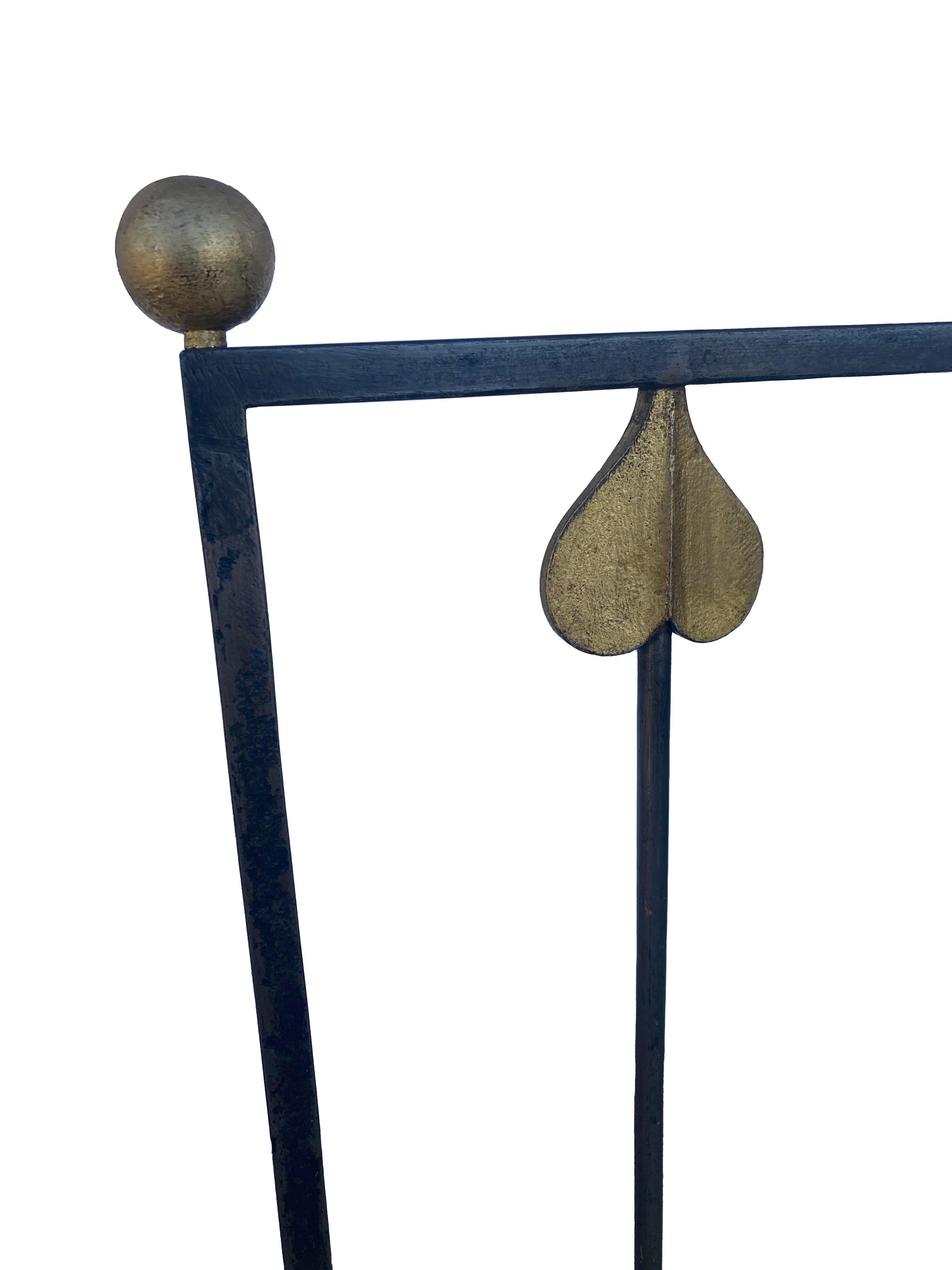 Set di 4 sedie in ferro con tessuto in velluto a righe Rose Tarlow in vendita 2