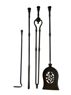 Set of 4 Iron Fire Tools, circa 1820
