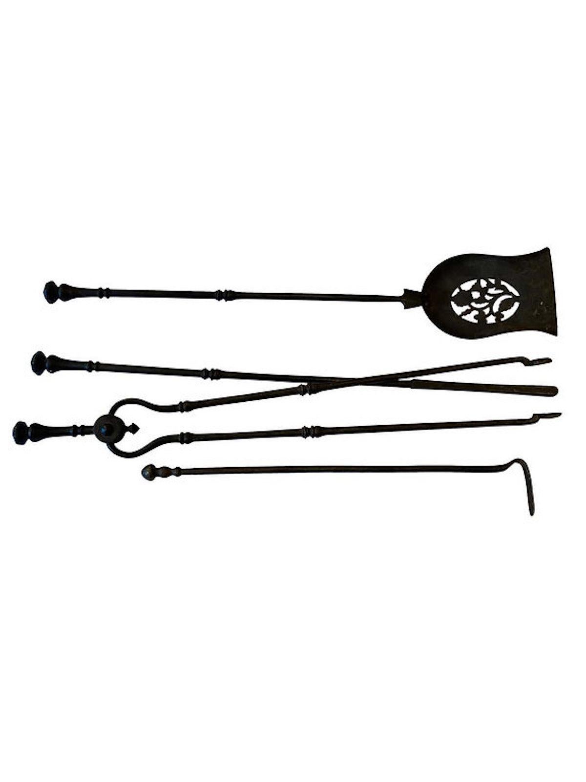 Set of 4 Iron Fire Tools, circa 1820 For Sale 2