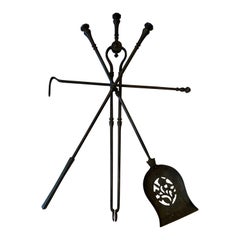 Set of 4 Iron Fire Tools, circa 1820
