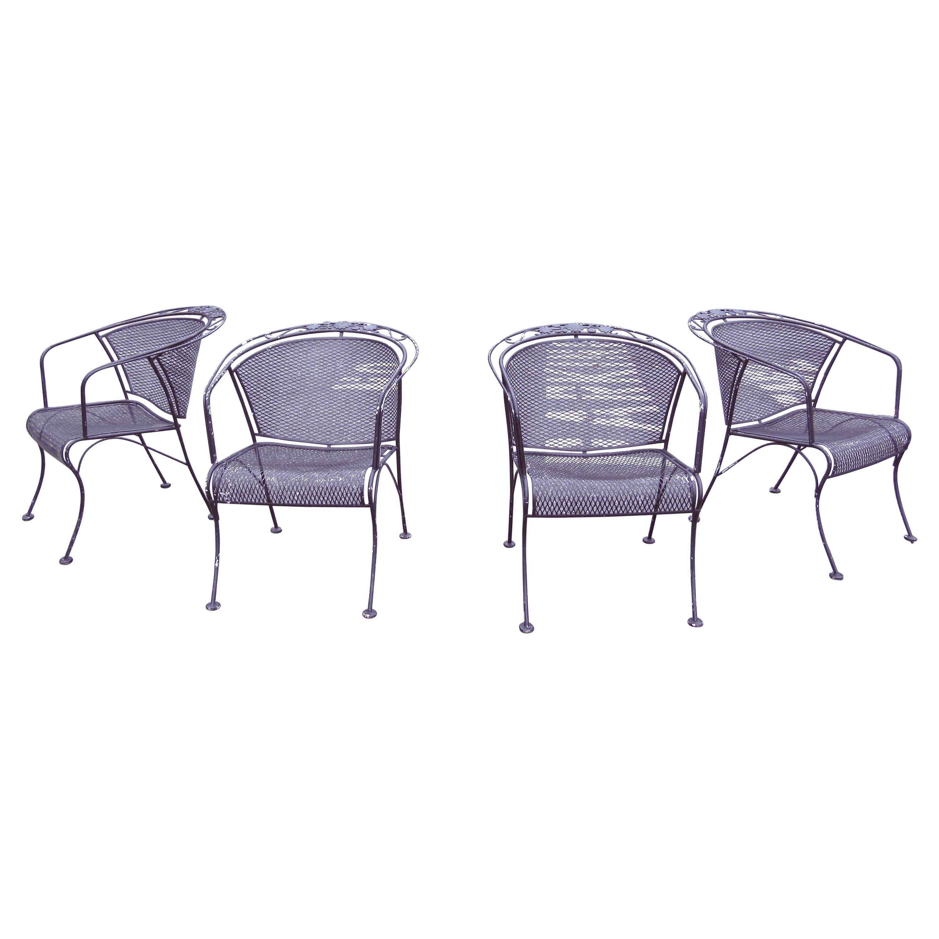 Set of 4 Iron Patio Chairs by Russell Woodard