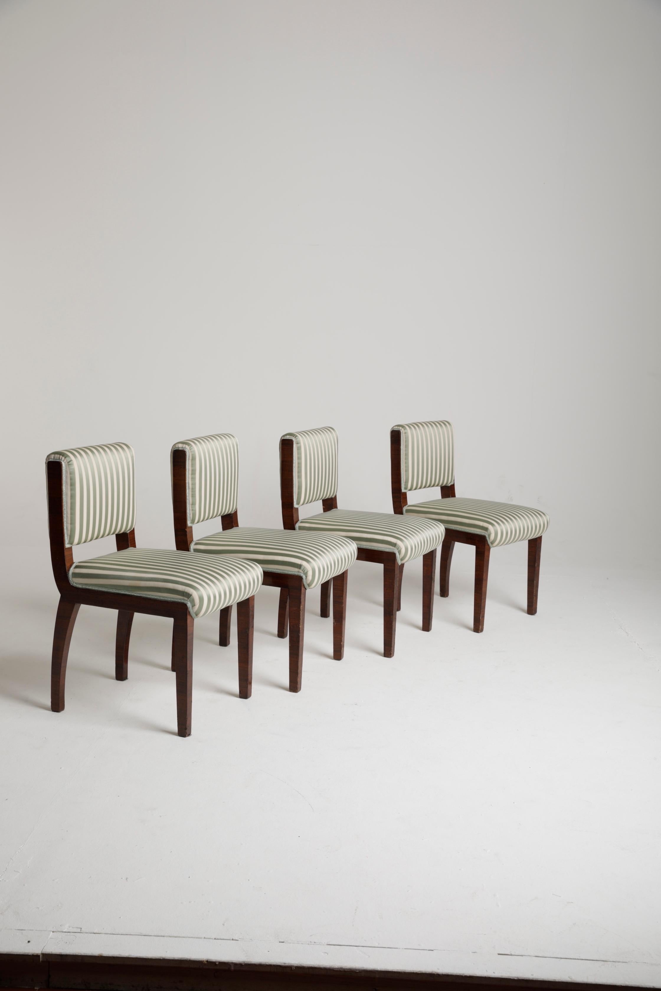 Art Deco Set of 4 Italian Art Déco Chairs, Melchiorre Bega (Attr.), Italy, 1930s For Sale