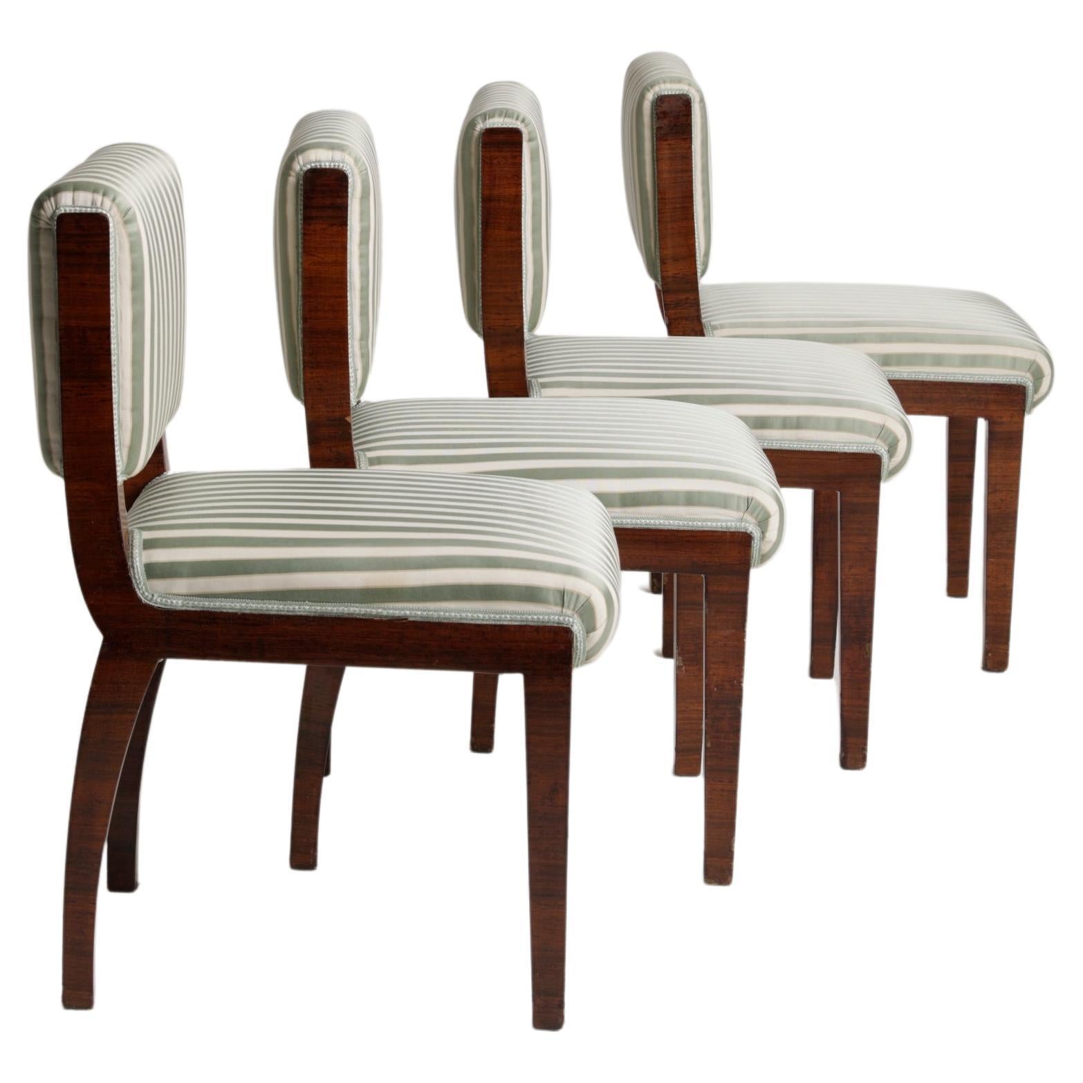 Set of 4 Italian Art Déco Chairs, Melchiorre Bega (Attr.), Italy, 1930s For Sale