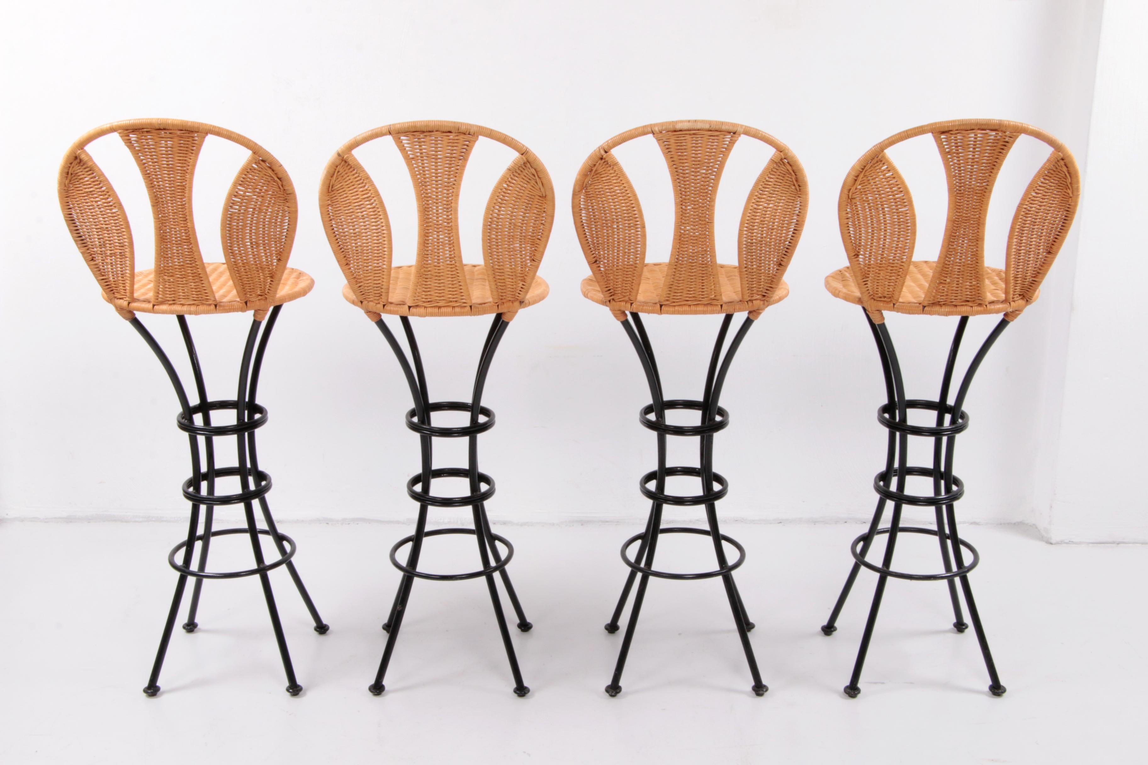 Late 20th Century Set of 4 Italian bar stools from the 1970s.