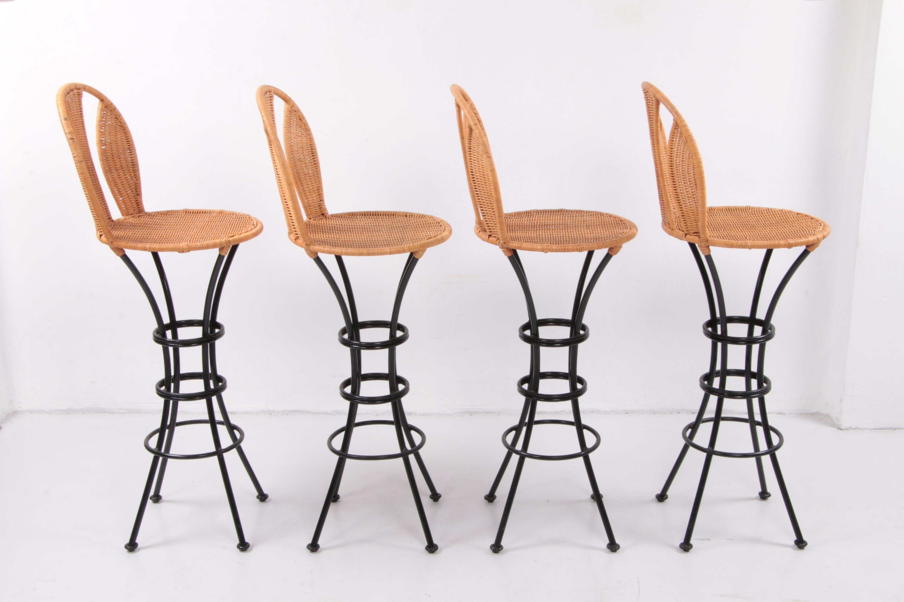 Metal Set of 4 Italian bar stools from the 1970s.