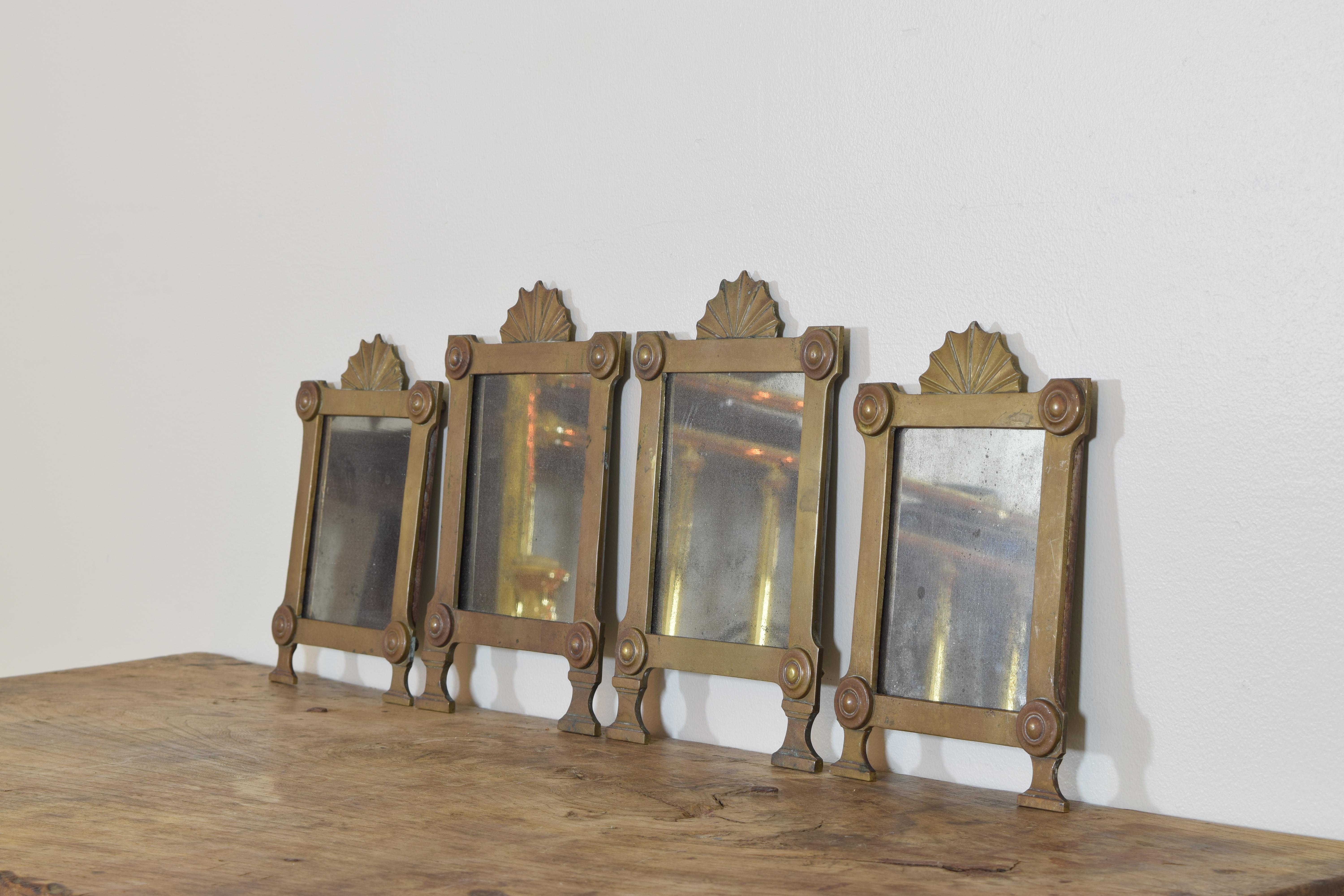 Set of 4 Italian Baroque Style Patinated Bronze Mirrors, 19th Century In Excellent Condition In Atlanta, GA