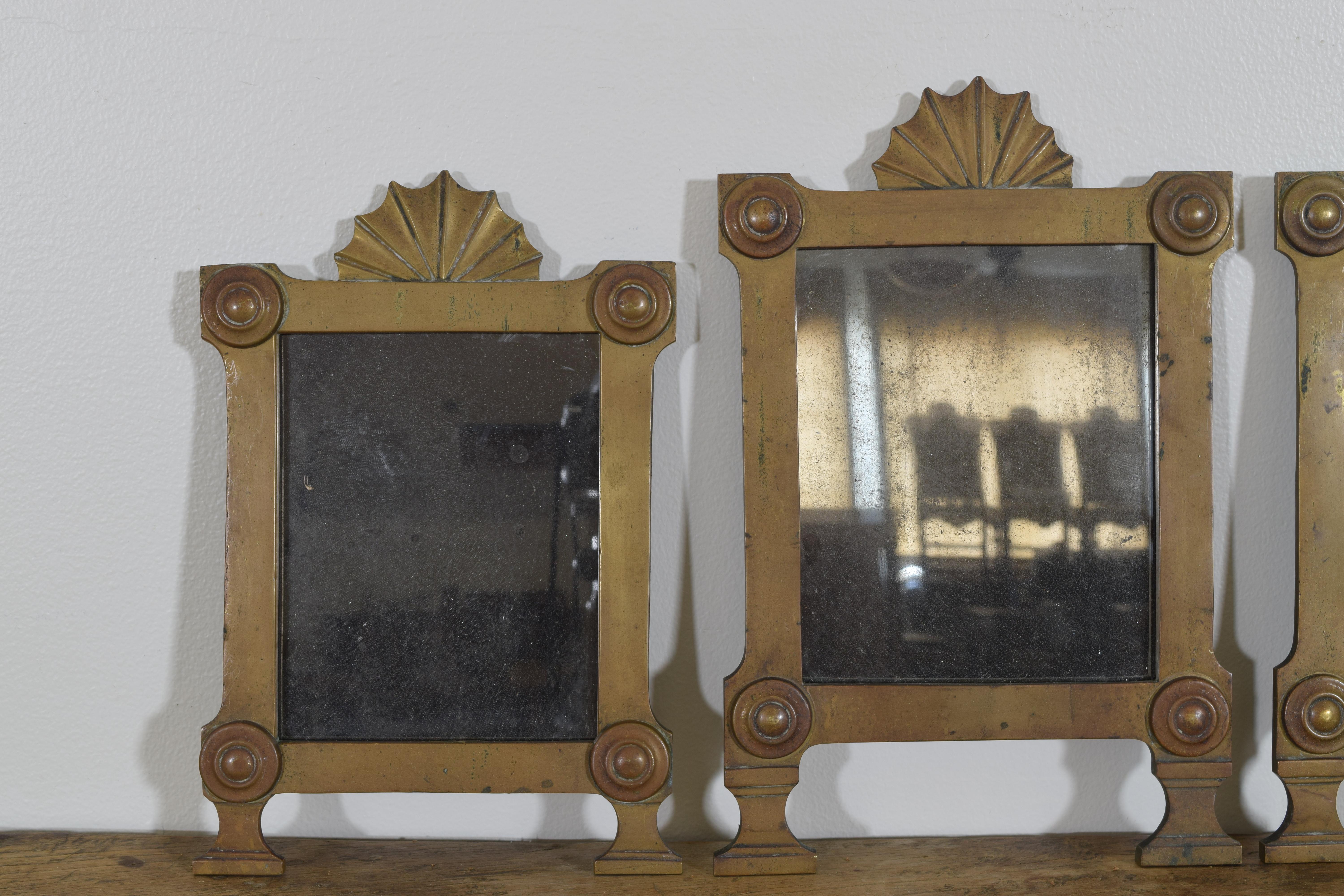 Set of 4 Italian Baroque Style Patinated Bronze Mirrors, 19th Century 1