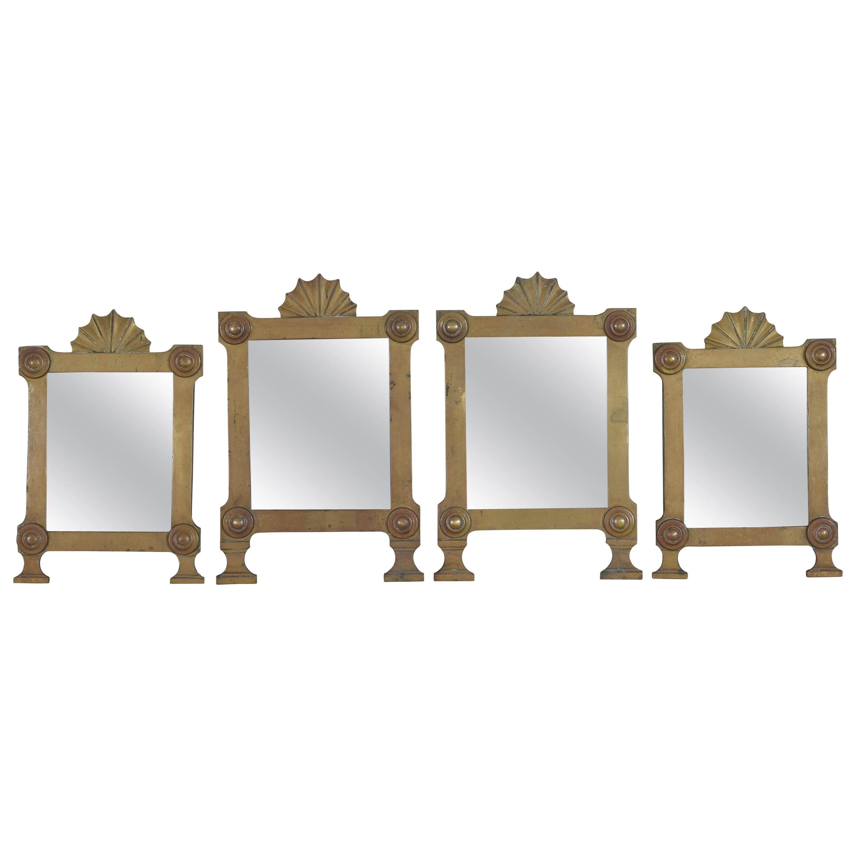 Set of 4 Italian Baroque Style Patinated Bronze Mirrors, 19th Century