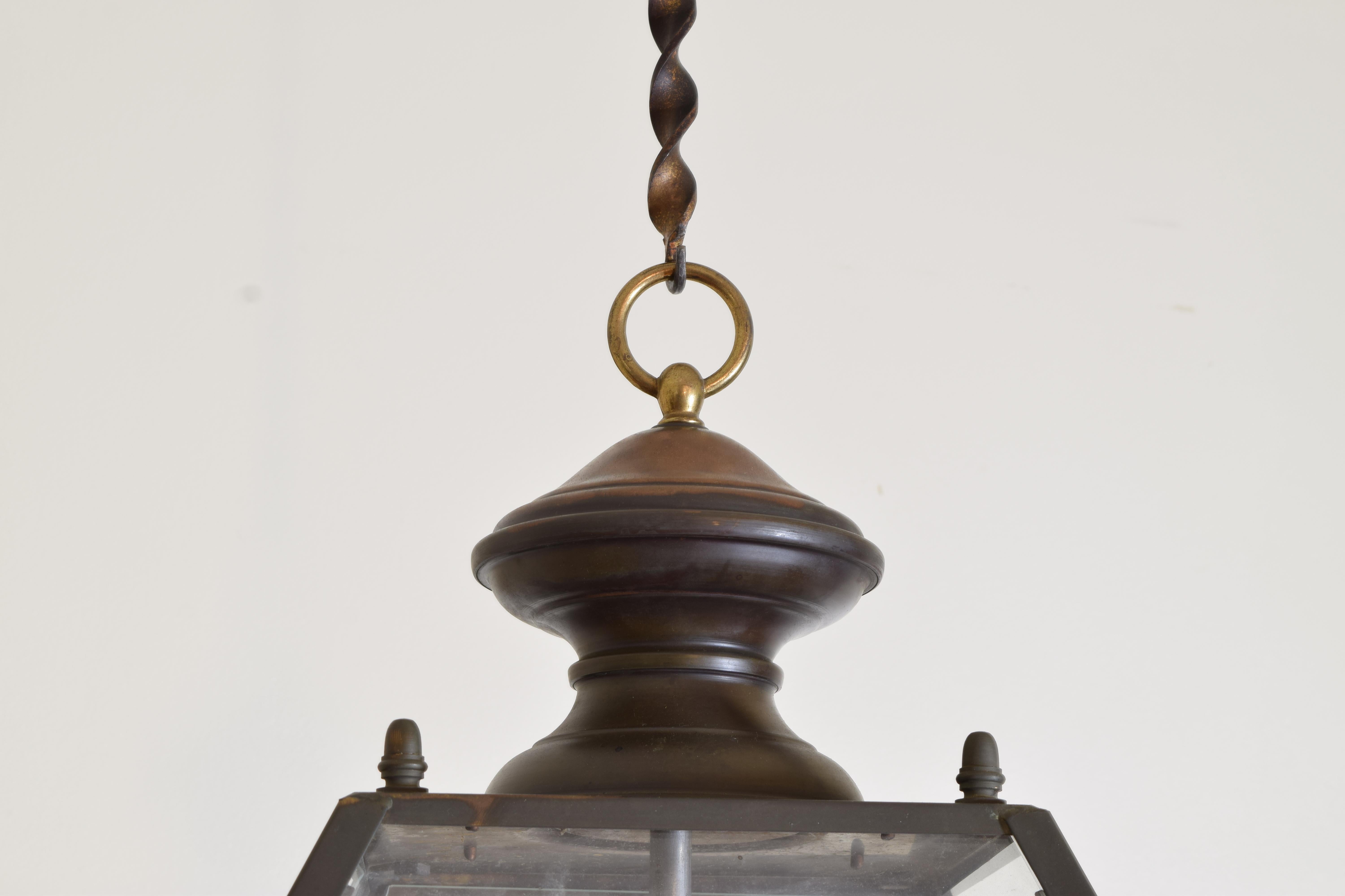 Late 20th Century Italian Brass and Copper Portico or Loggia Lantern (1 Available)