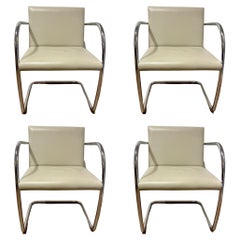 Set of 4 Italian Brno Armchairs in Chrome & Leather