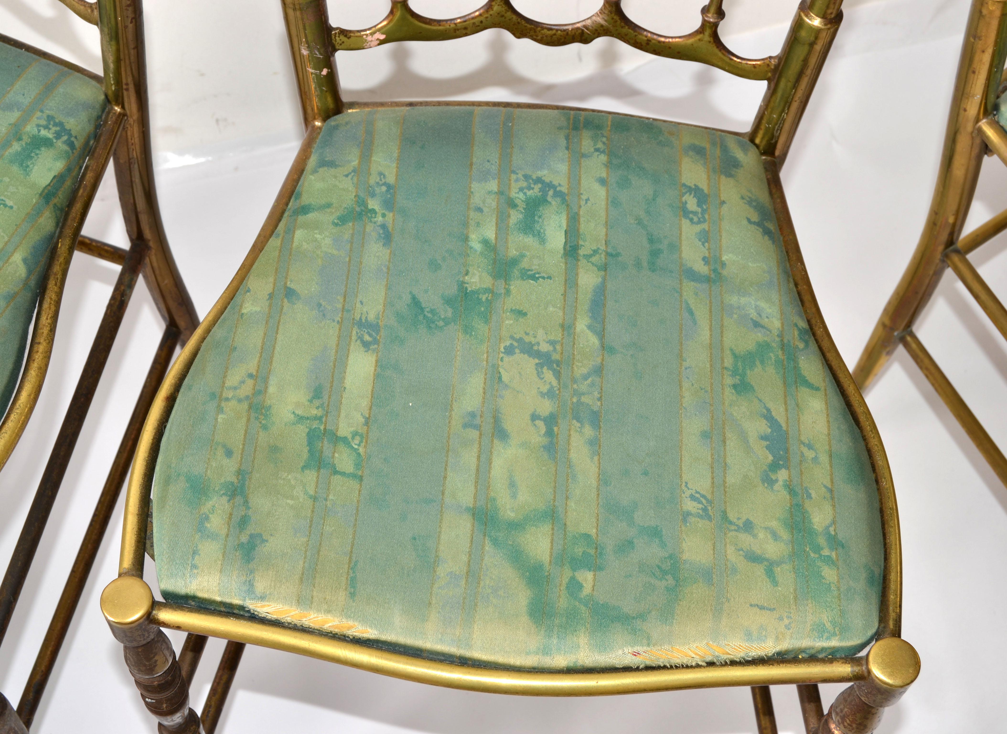 Set di 4 sedie da pranzo italiane in bronzo di Chiavari Neoclassico Italia anni '50 in vendita 4