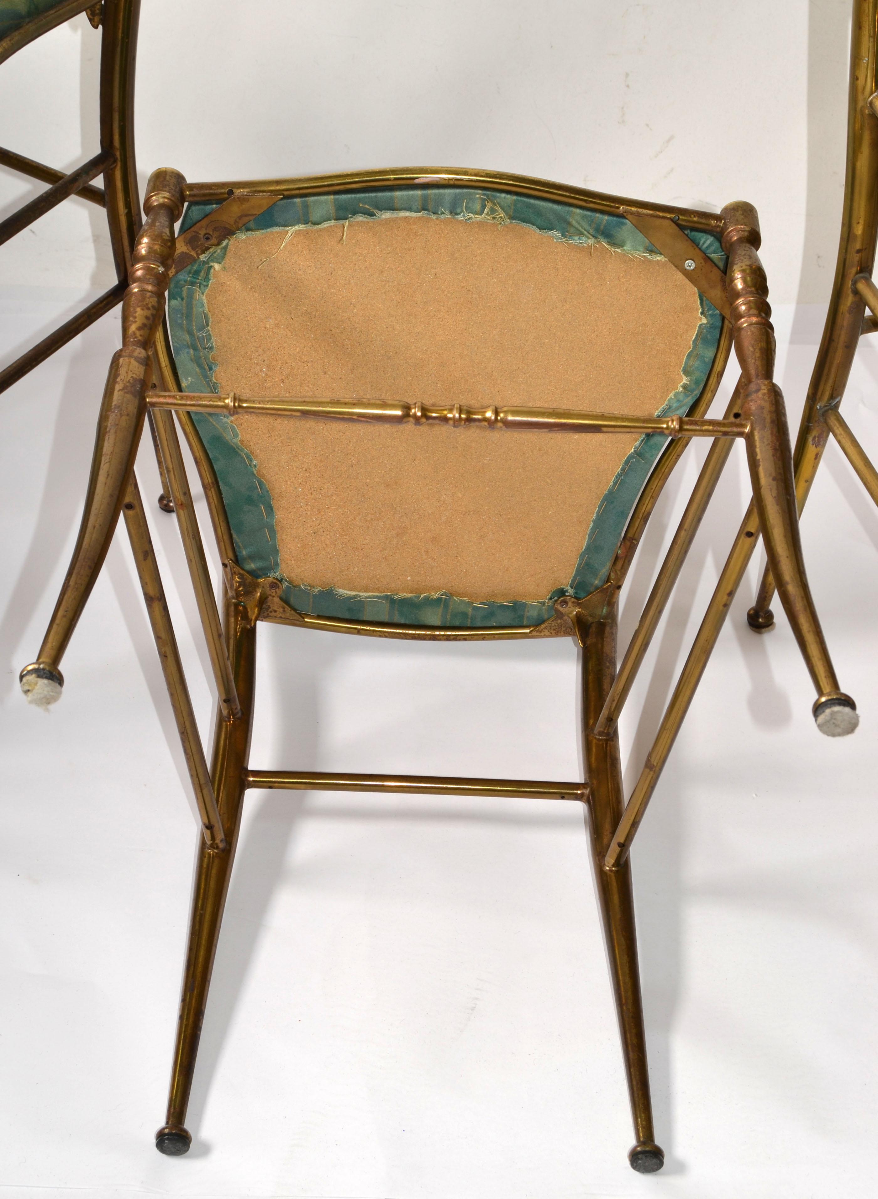 Set di 4 sedie da pranzo italiane in bronzo di Chiavari Neoclassico Italia anni '50 in vendita 5