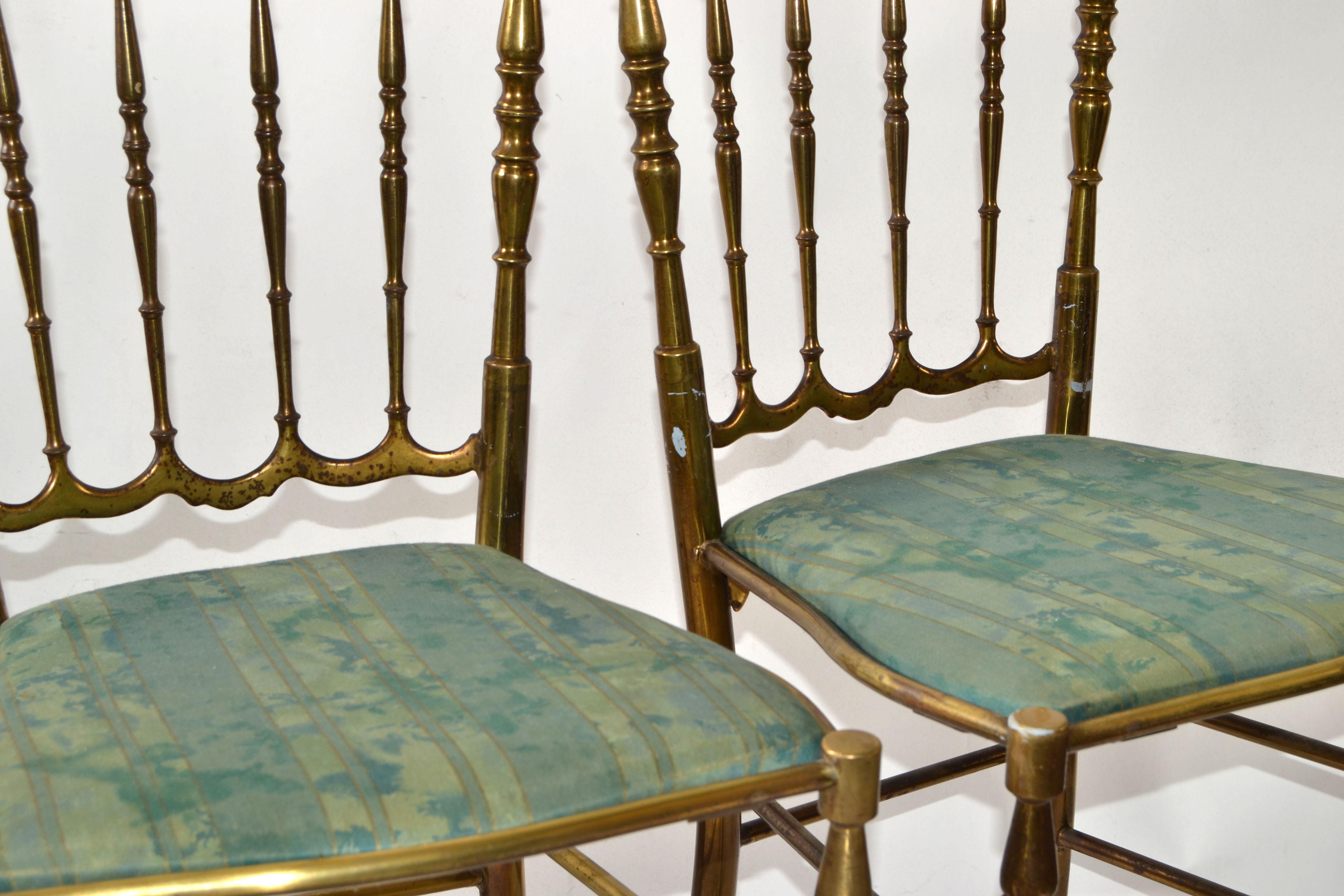 Set di 4 sedie da pranzo italiane in bronzo di Chiavari Neoclassico Italia anni '50 in vendita 6