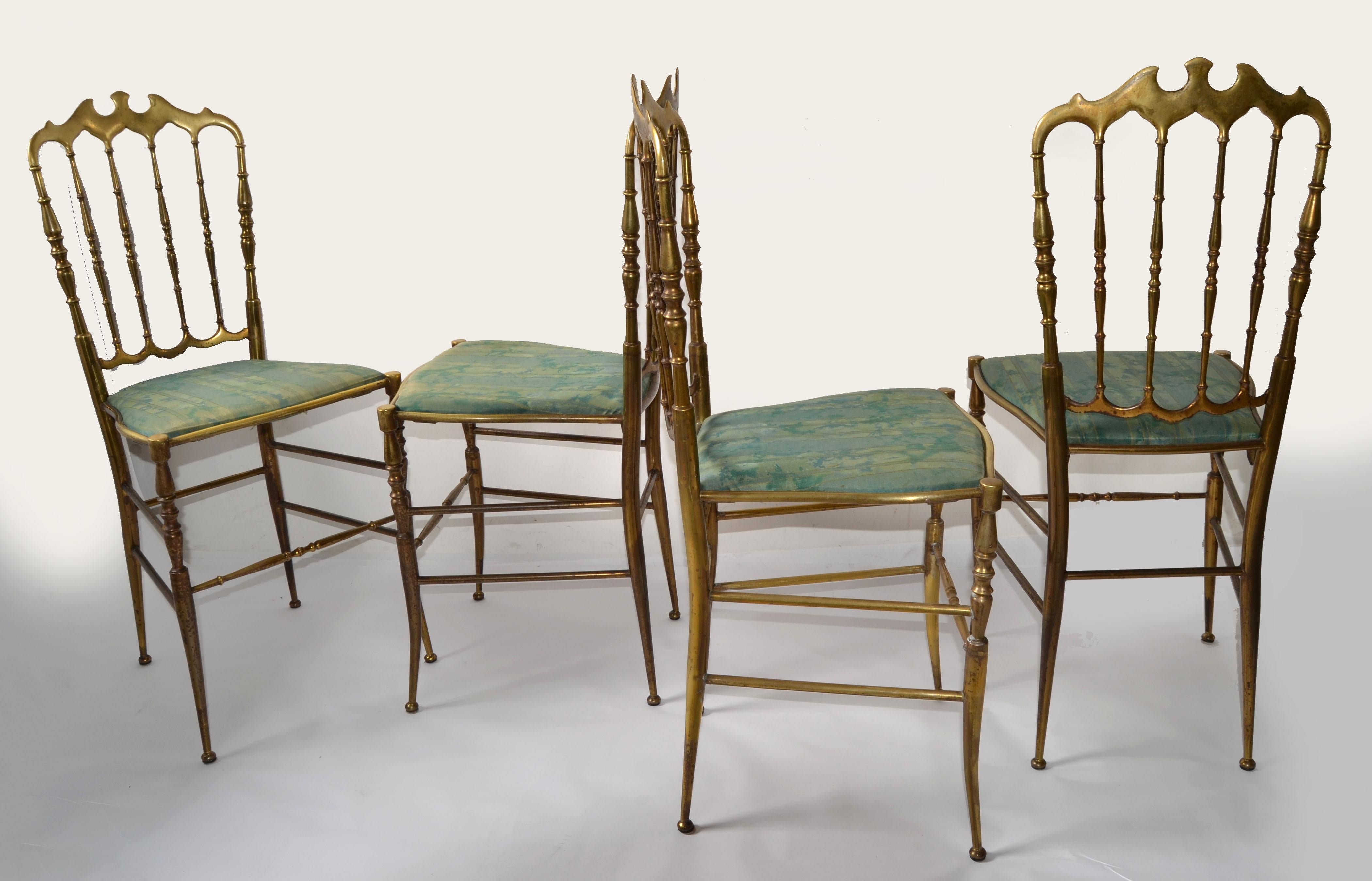 Set di 4 sedie da pranzo italiane in bronzo di Chiavari Neoclassico Italia anni '50 in vendita 8