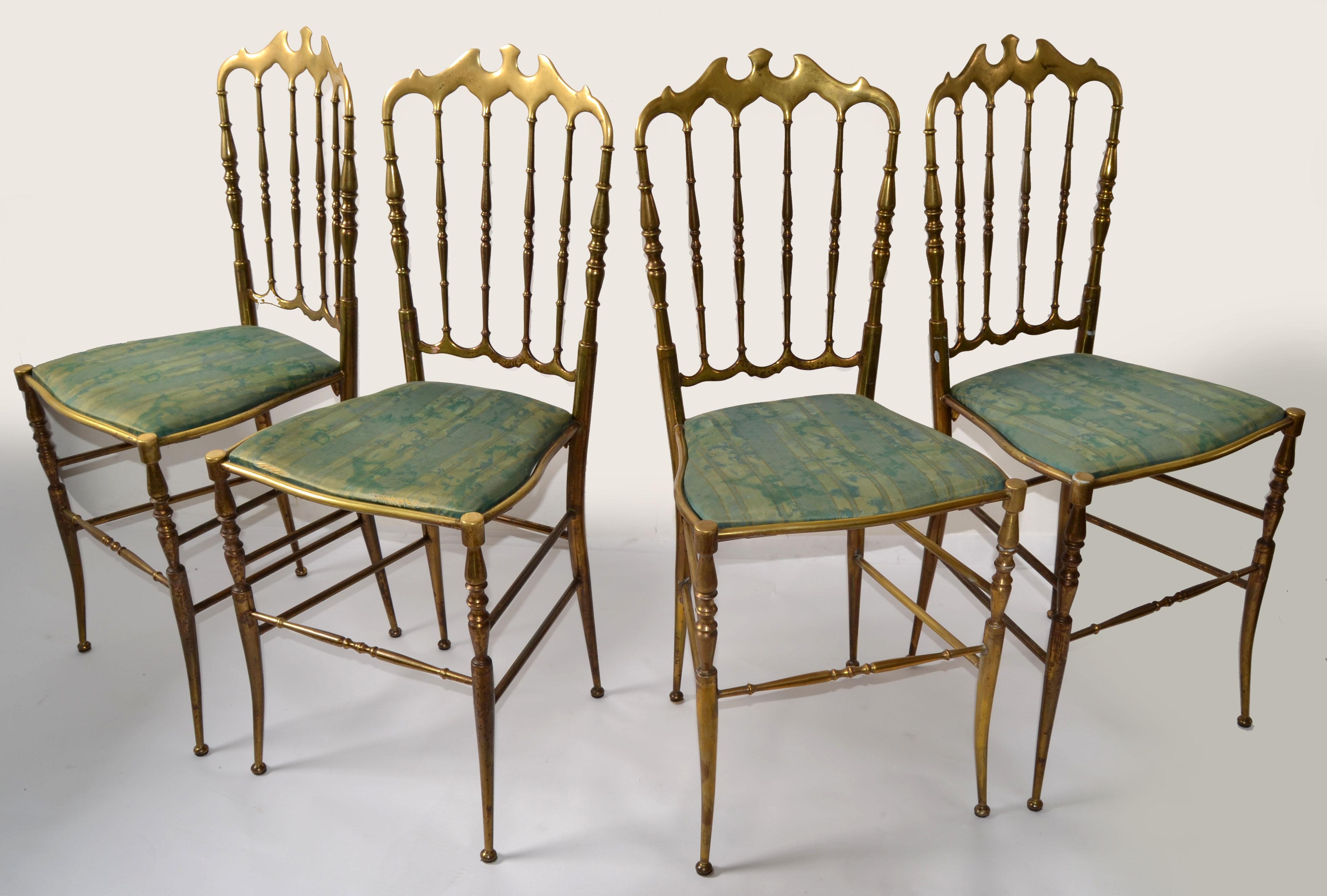 Set di 4 sedie da pranzo italiane in bronzo di Chiavari Neoclassico Italia anni '50 in vendita 9