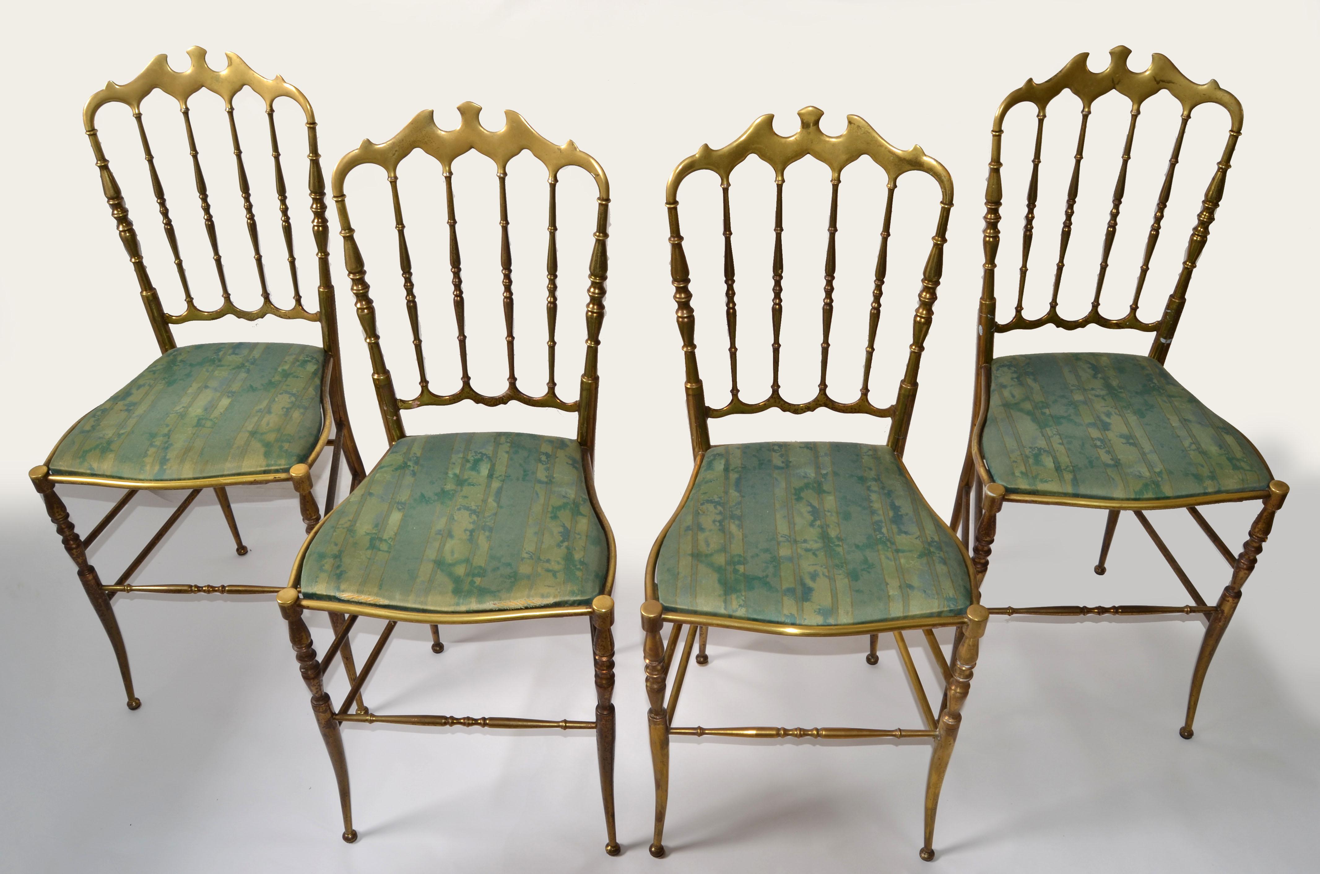 Set di 4 sedie da pranzo italiane in bronzo di Chiavari Neoclassico Italia anni '50 in vendita 1