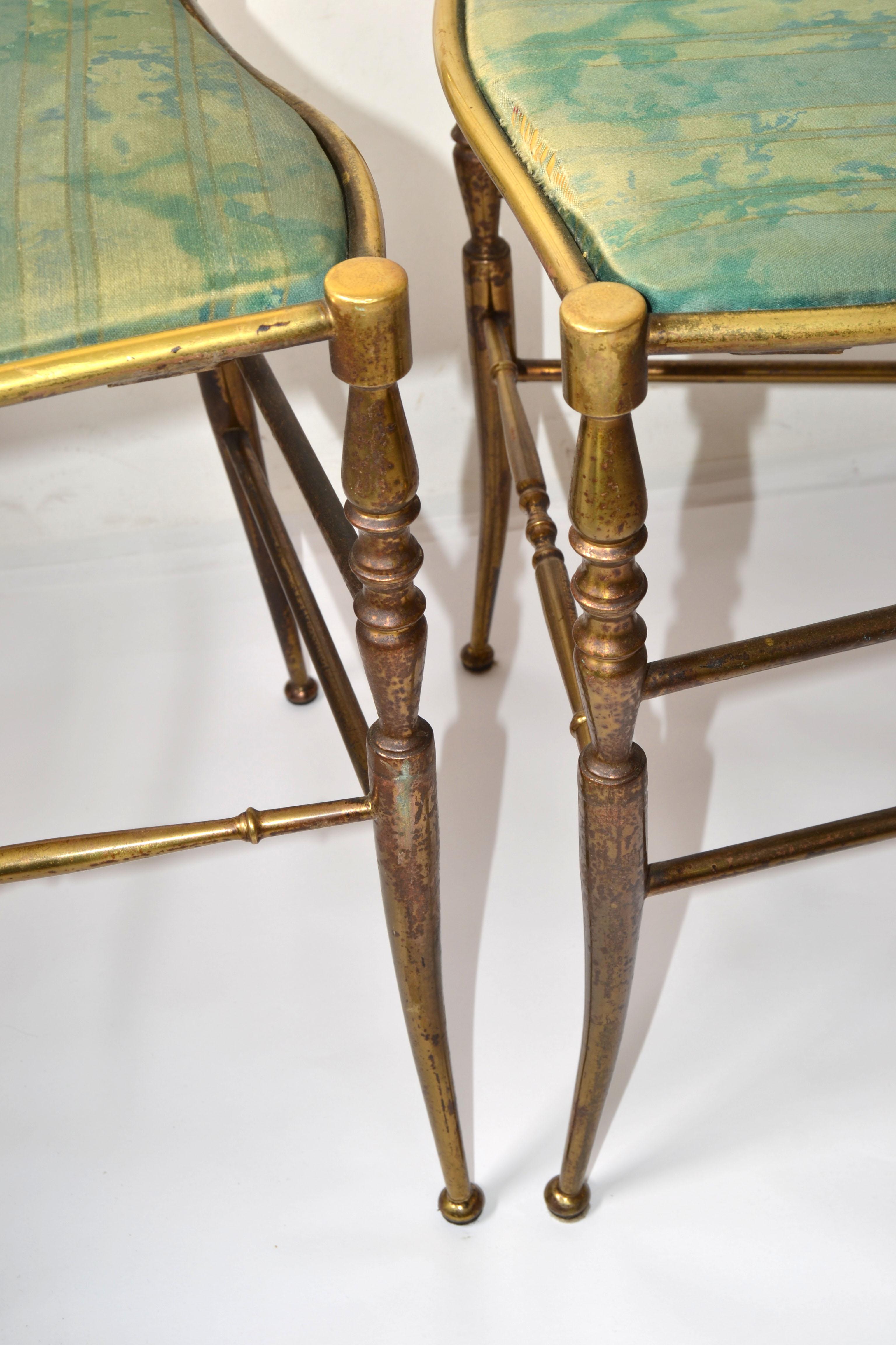 Set di 4 sedie da pranzo italiane in bronzo di Chiavari Neoclassico Italia anni '50 in vendita 2