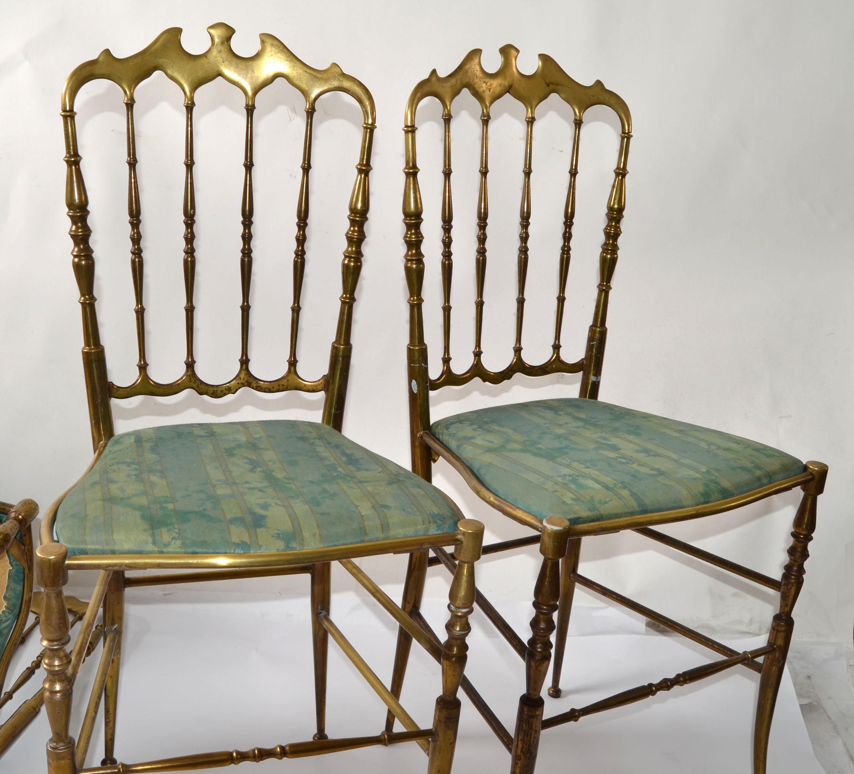 Set di 4 sedie da pranzo italiane in bronzo di Chiavari Neoclassico Italia anni '50 in vendita 3