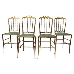Set of 4 Italian Bronze Chiavari Side Dining Chairs Neoclassical Italy 1950s