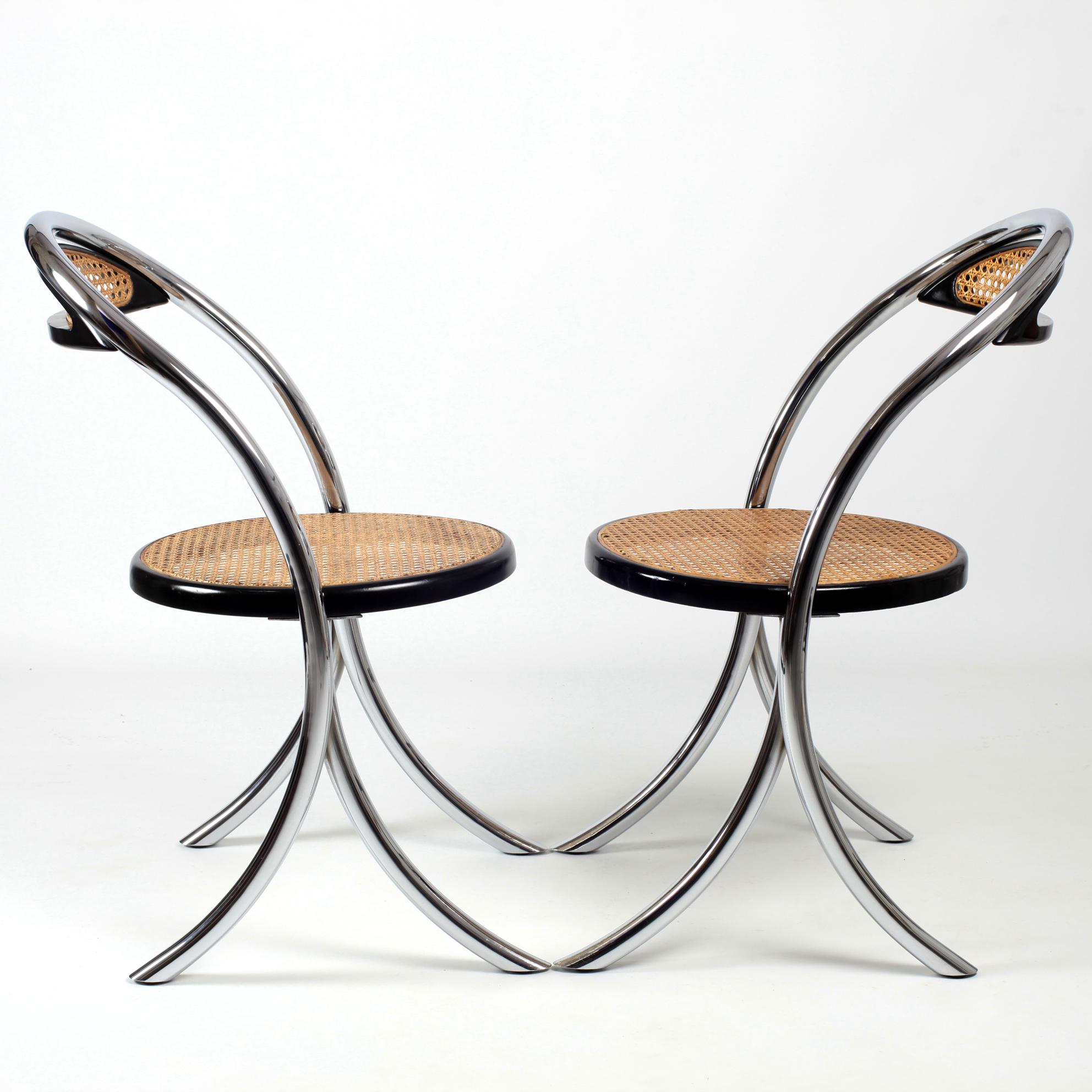 Chaises en rotin italiennes du milieu du siècle, ensemble de 4 chaises, années 1970 en vente 4