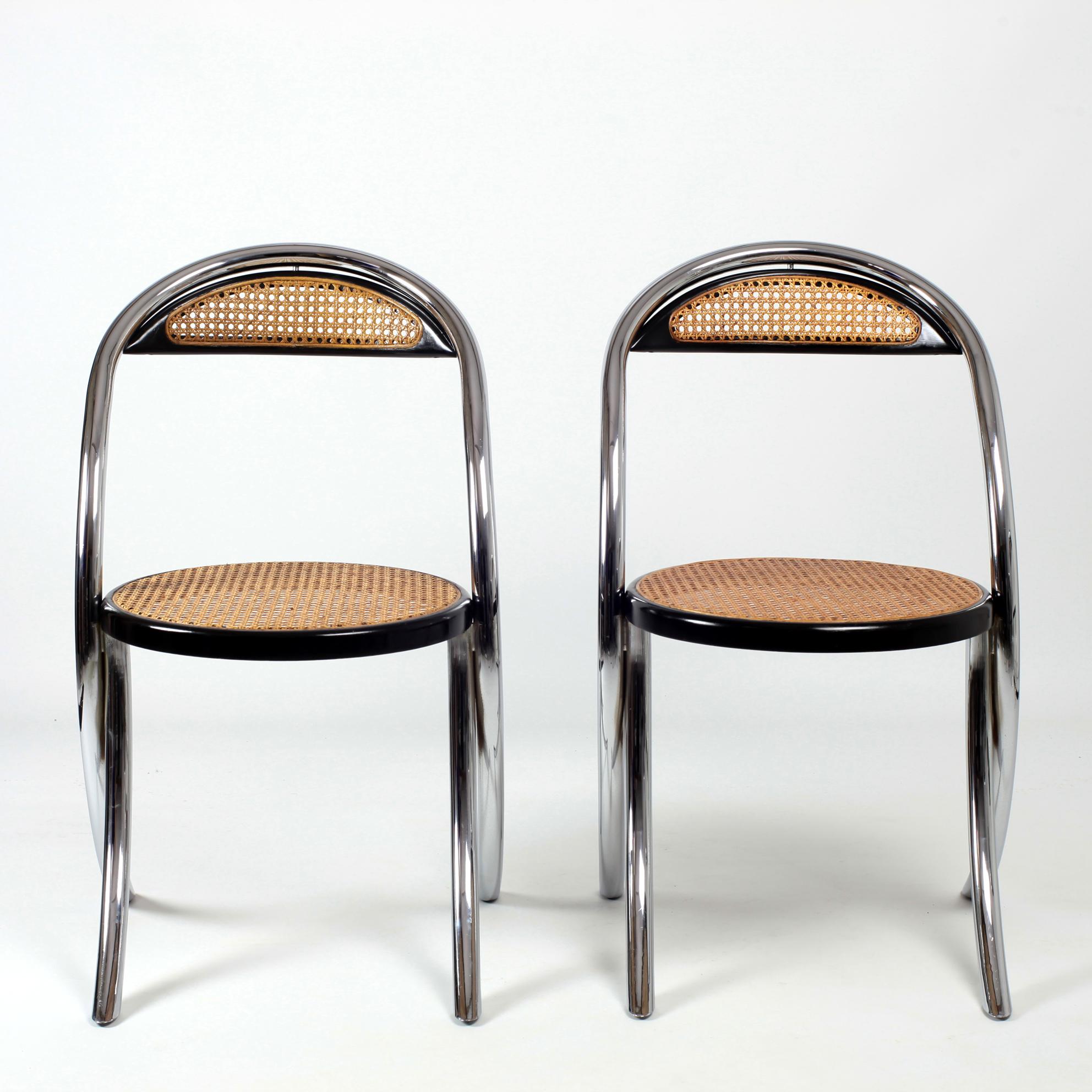 Mid-Century Modern Mid Century Italian Cane Chairs 1970s Set of 4 For Sale