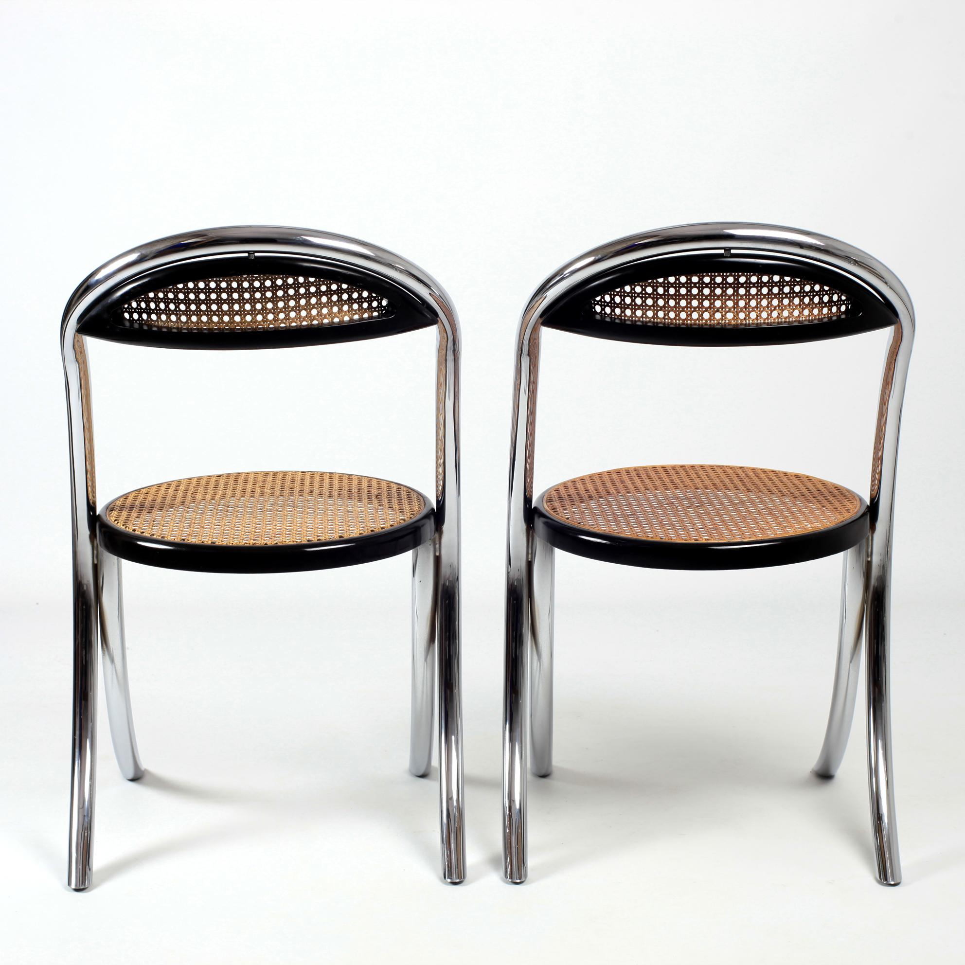 Late 20th Century Mid Century Italian Cane Chairs 1970s Set of 4 For Sale