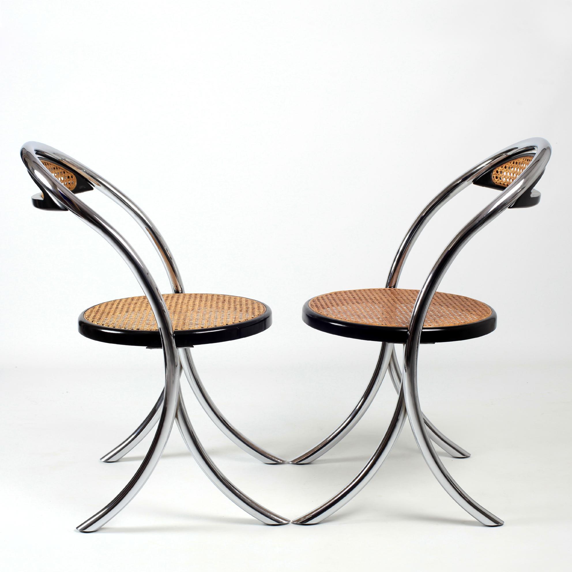 Canne Chaises en rotin italiennes du milieu du siècle, ensemble de 4 chaises, années 1970 en vente
