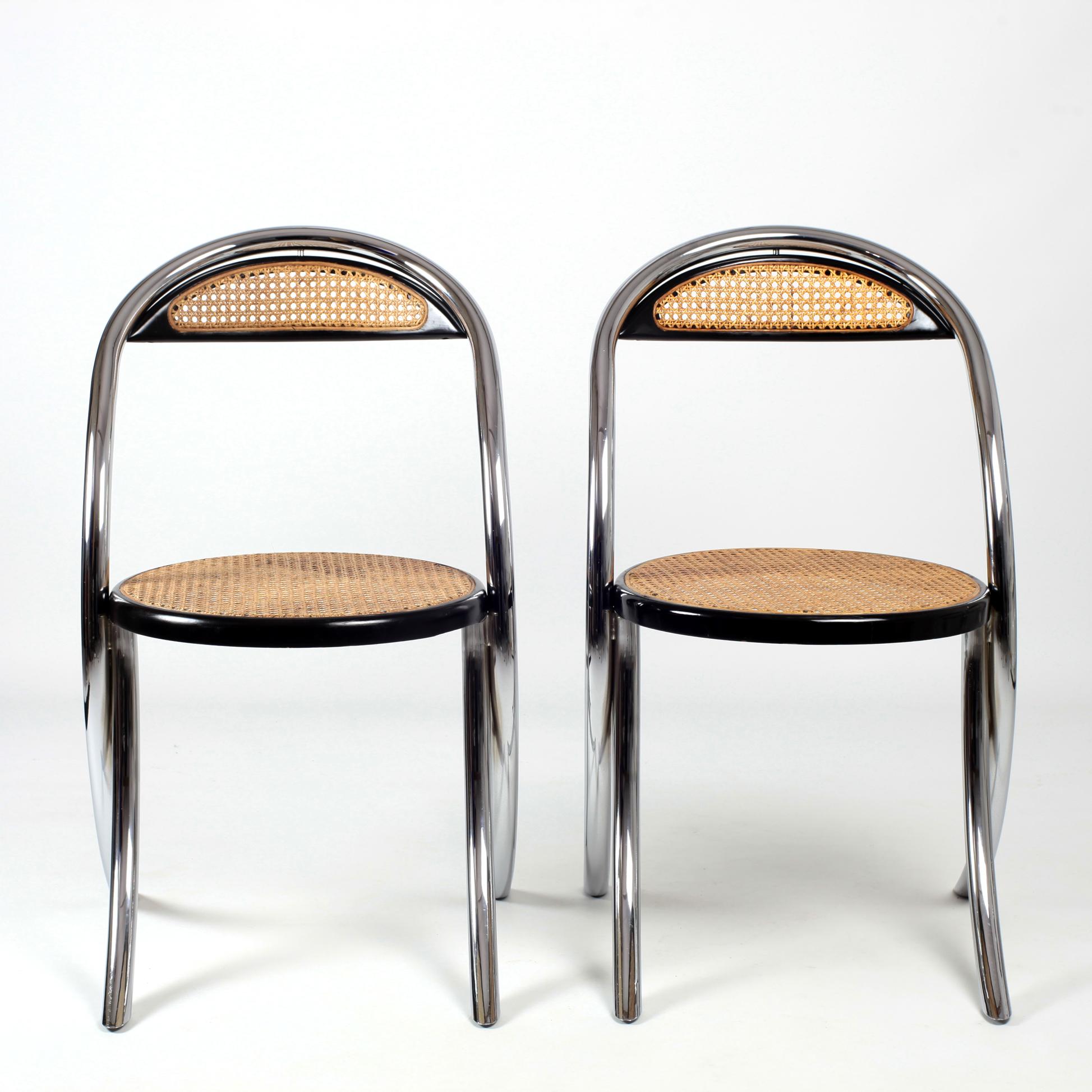 Mid Century Italian Cane Chairs 1970s Set of 4 For Sale 2