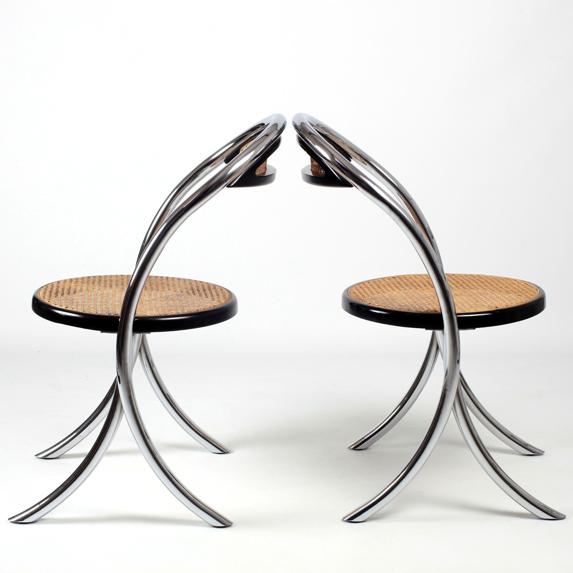 Mid Century Italian Cane Chairs 1970s Set of 4 3