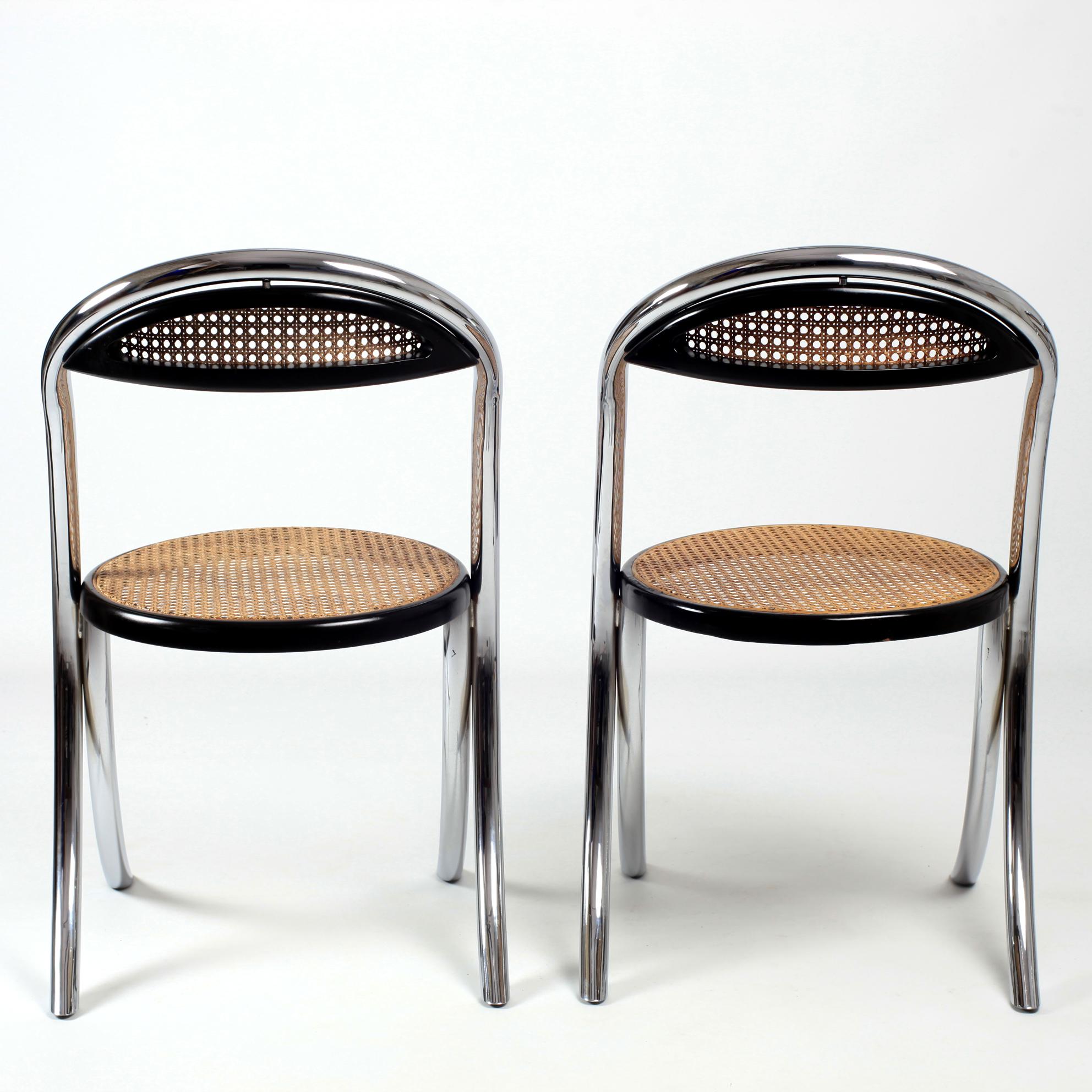 Mid Century Italian Cane Chairs 1970s Set of 4 For Sale 4