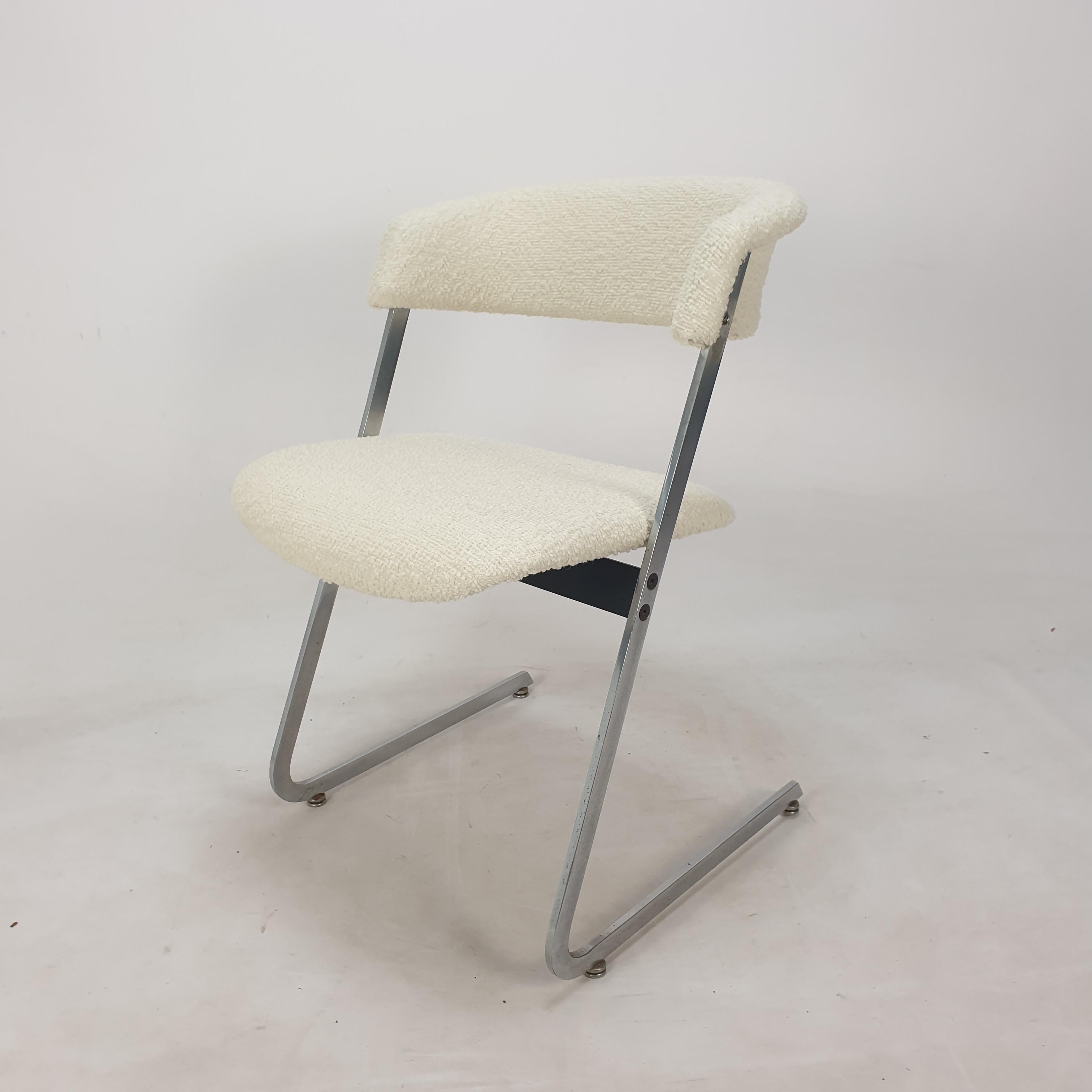 Steel Set of 4 Italian Chairs, 1970's