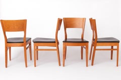 Set of 4 Italian Chairs by DAL1923, 1980s, Elm Wood, Black Faux Leather