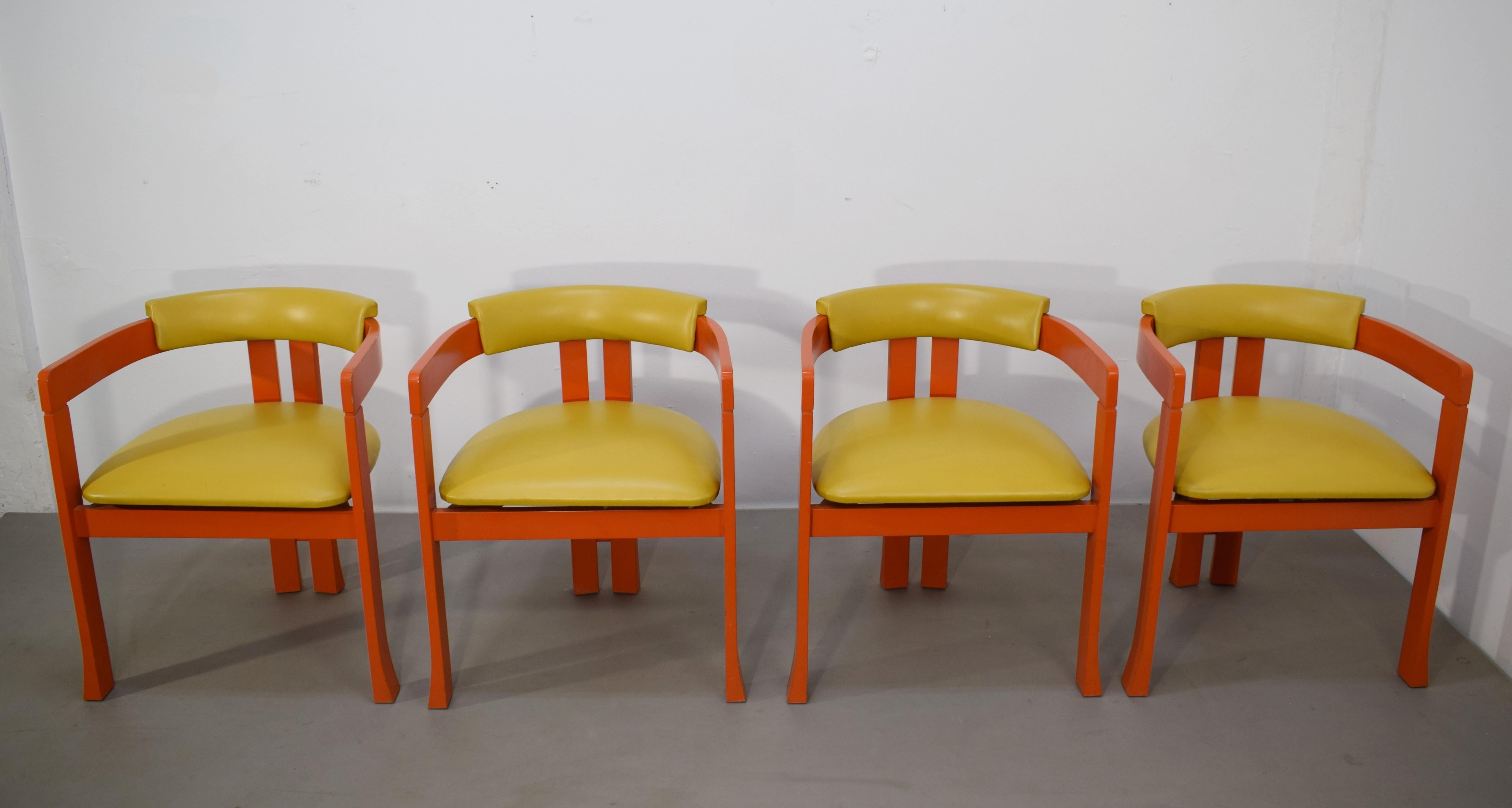 Mid-Century Modern Set of 4 Italian chairs, Pi  Greek style, 1960s For Sale