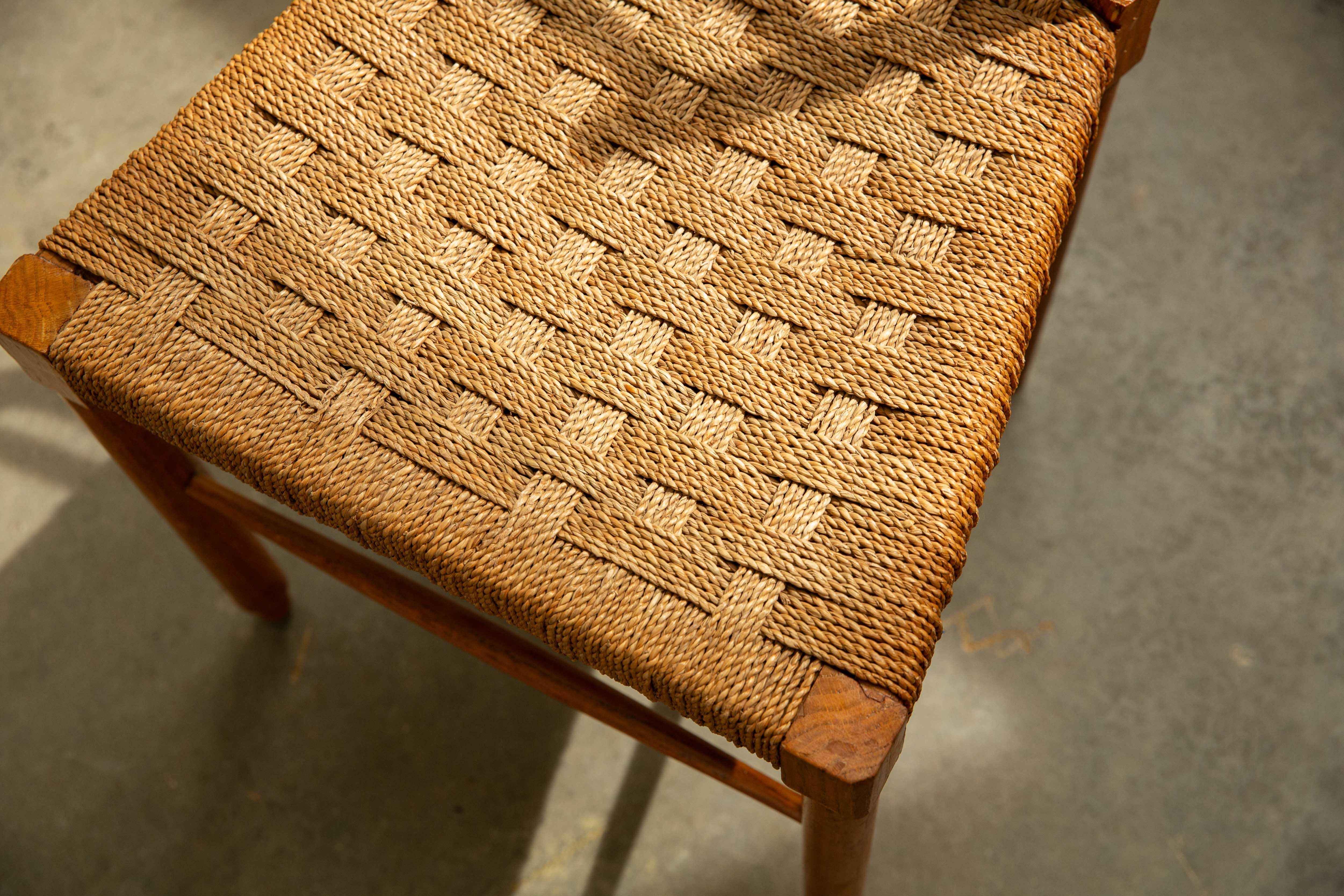 Ensemble de 4 chaises de salle à manger italiennes en jute cordé, vers 1950 Bon état - En vente à New York, NY