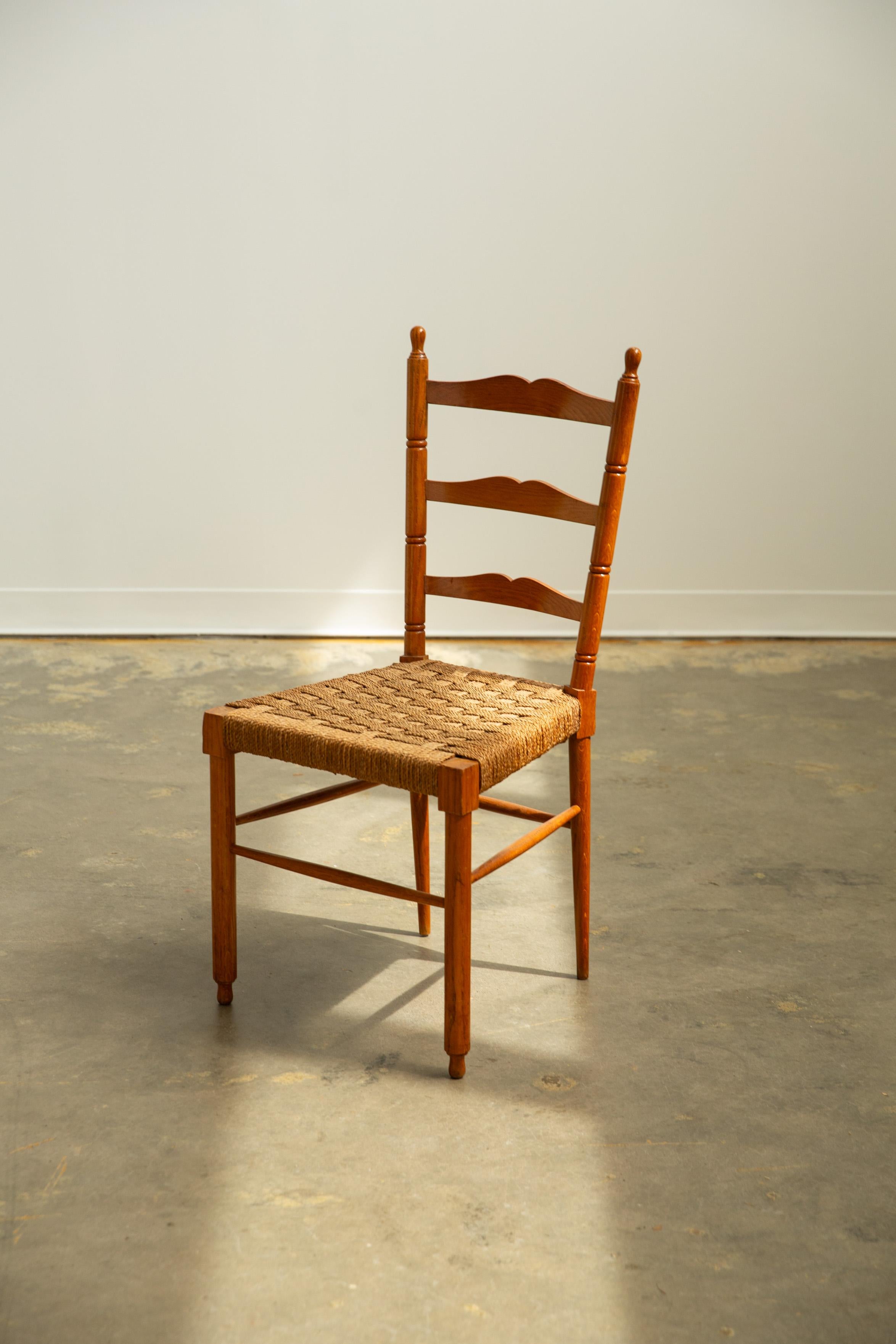 Ensemble de 4 chaises de salle à manger italiennes en jute cordé, vers 1950 en vente 3